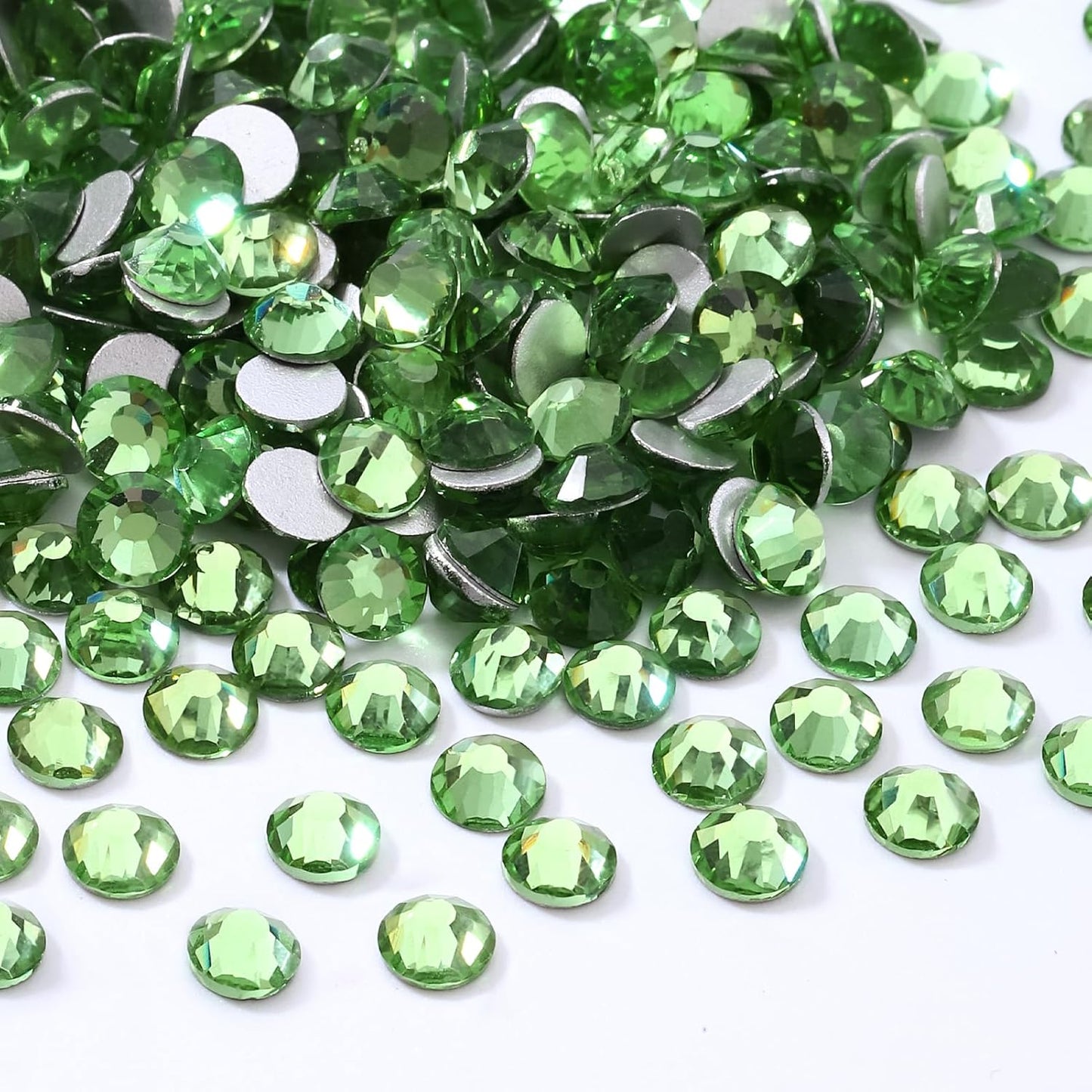 Light Green Flatback Rhinestones, Glass Rhinestones for Nail Art and Craft, Glue Fix, Loose Crystal Gemstones(Lt.Green, SS20, 1440pcs, 4.6-4.8mm)