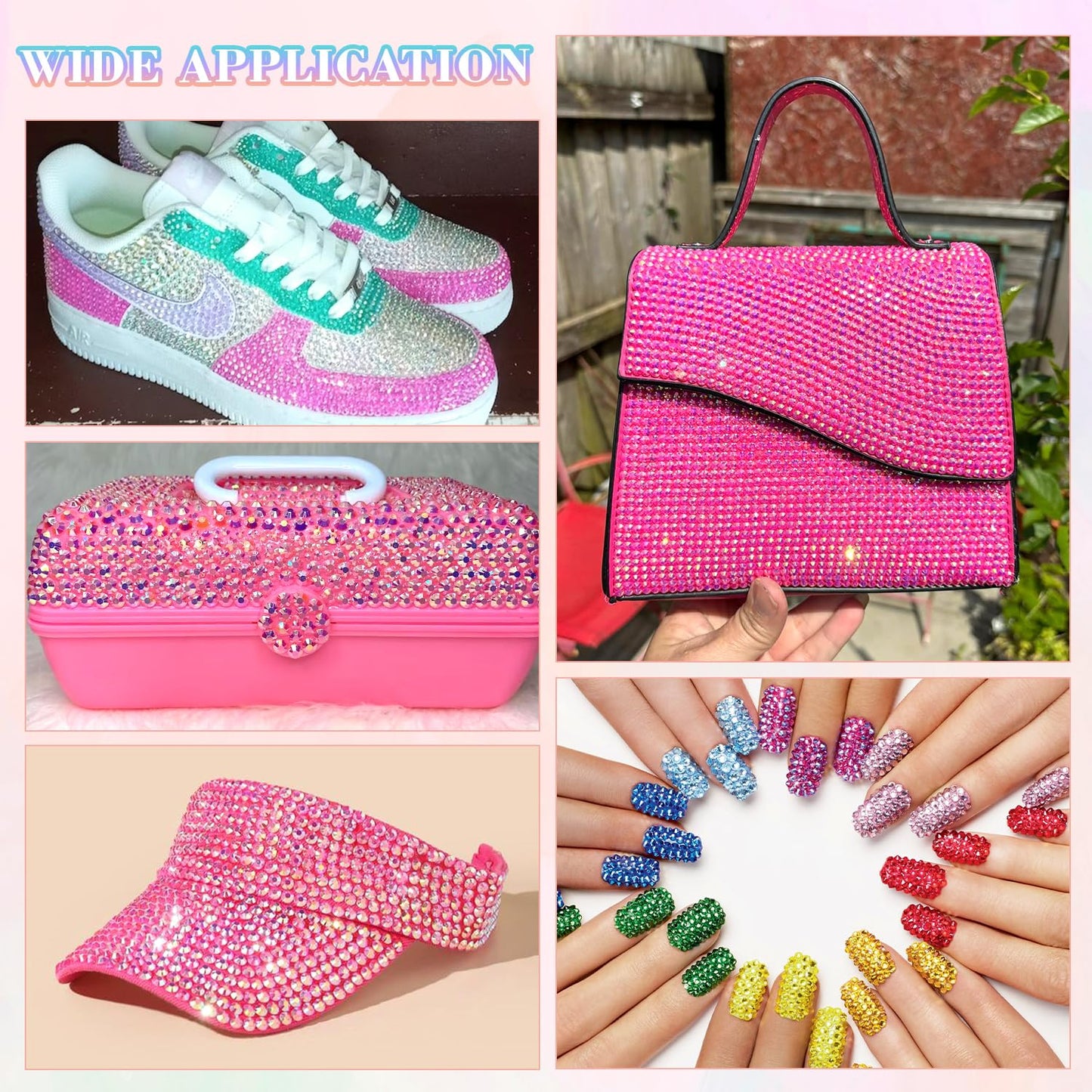 25000Pcs Resin Jelly Rhinestones with Tweezers for Crafting, 2-6mm Mixed Sizes (Hot Pink AB) Non Hotfix Flatback Gems, Bedazzling Crystal for DIY Crafts Clothing Tumblers Mugs Shoes Decor Nail Art