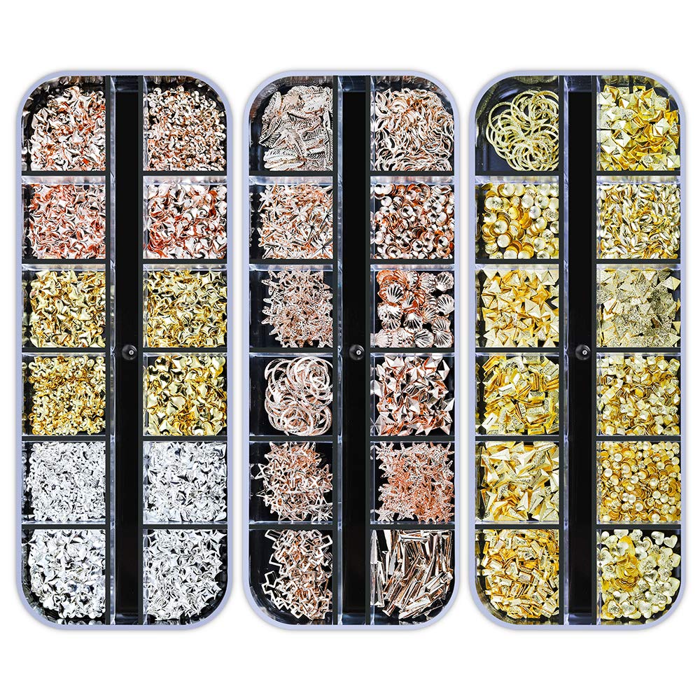 Artdone 12 boxes Nail Rhinestones,Nail Gems Nail Diamonds,Nail Art Studs Nail Crystals Nail Sequins for Nails Kit with 1 Tweezers and 3 Pen for Nail Art Supplies Accessories……