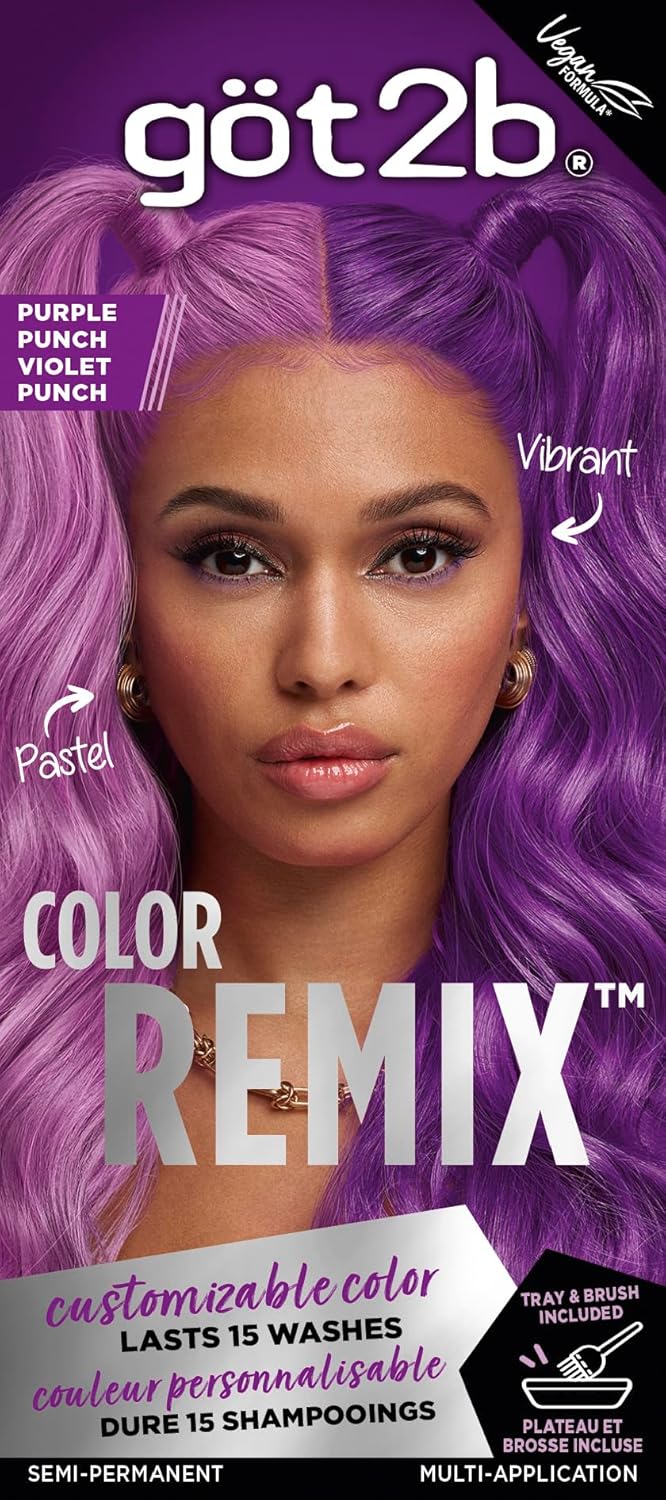 Got2b Color Remix, Customizable Semi-Permanent Hair Color, 094 Purple Punch
