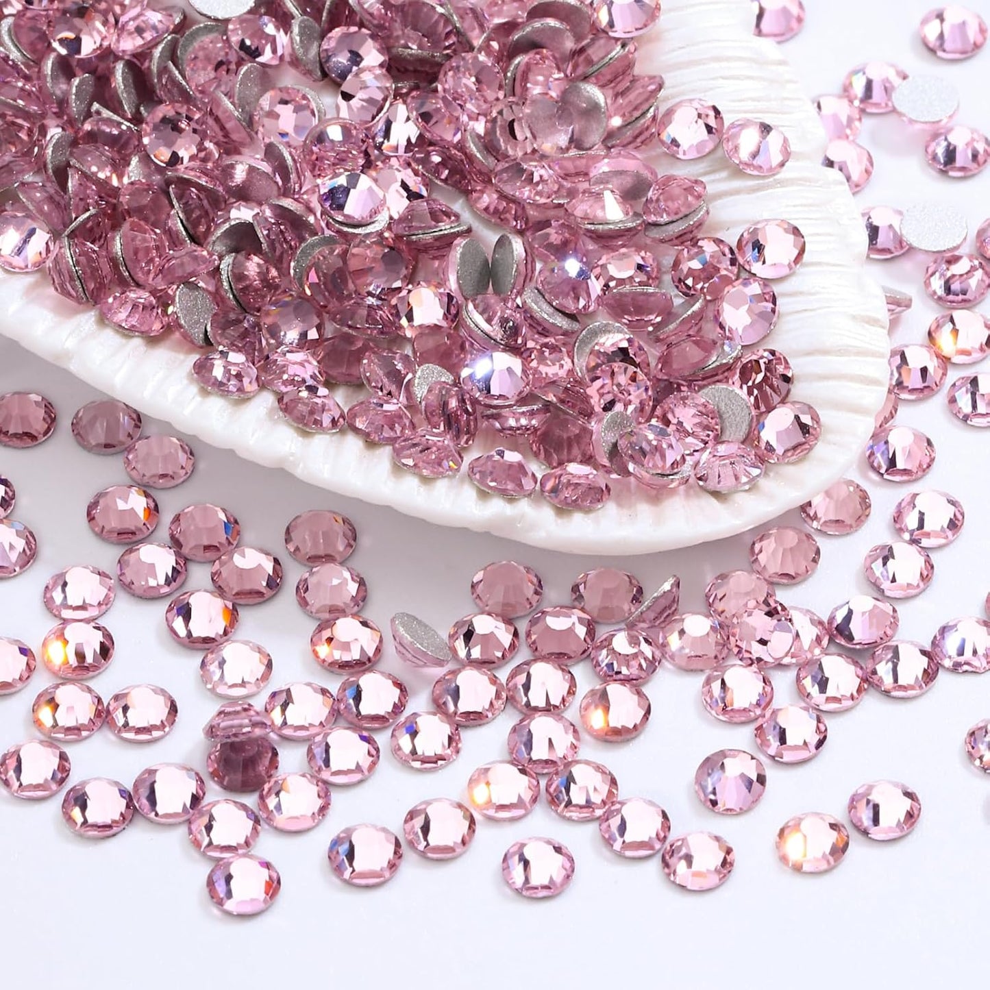 Pink Flatback Rhinestones, Glass Rhinestones for Nail Art and Craft, Glue Fix, Loose Crystal Gemstones(Pink, SS20, 1440pcs, 4.6-4.8mm)