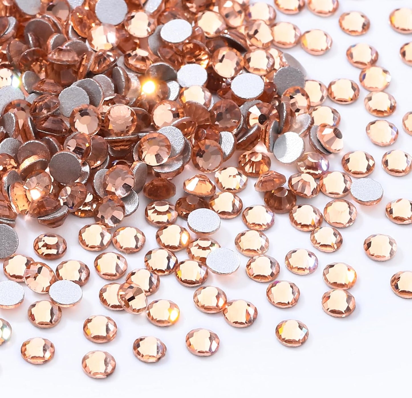 Champagne Flatback Rhinestones, Glass Rhinestones for Nail Art and Craft, Glue Fix, Loose Crystal Gemstones(Champagne, SS8, 1440pcs, 2.3-2.5mm)