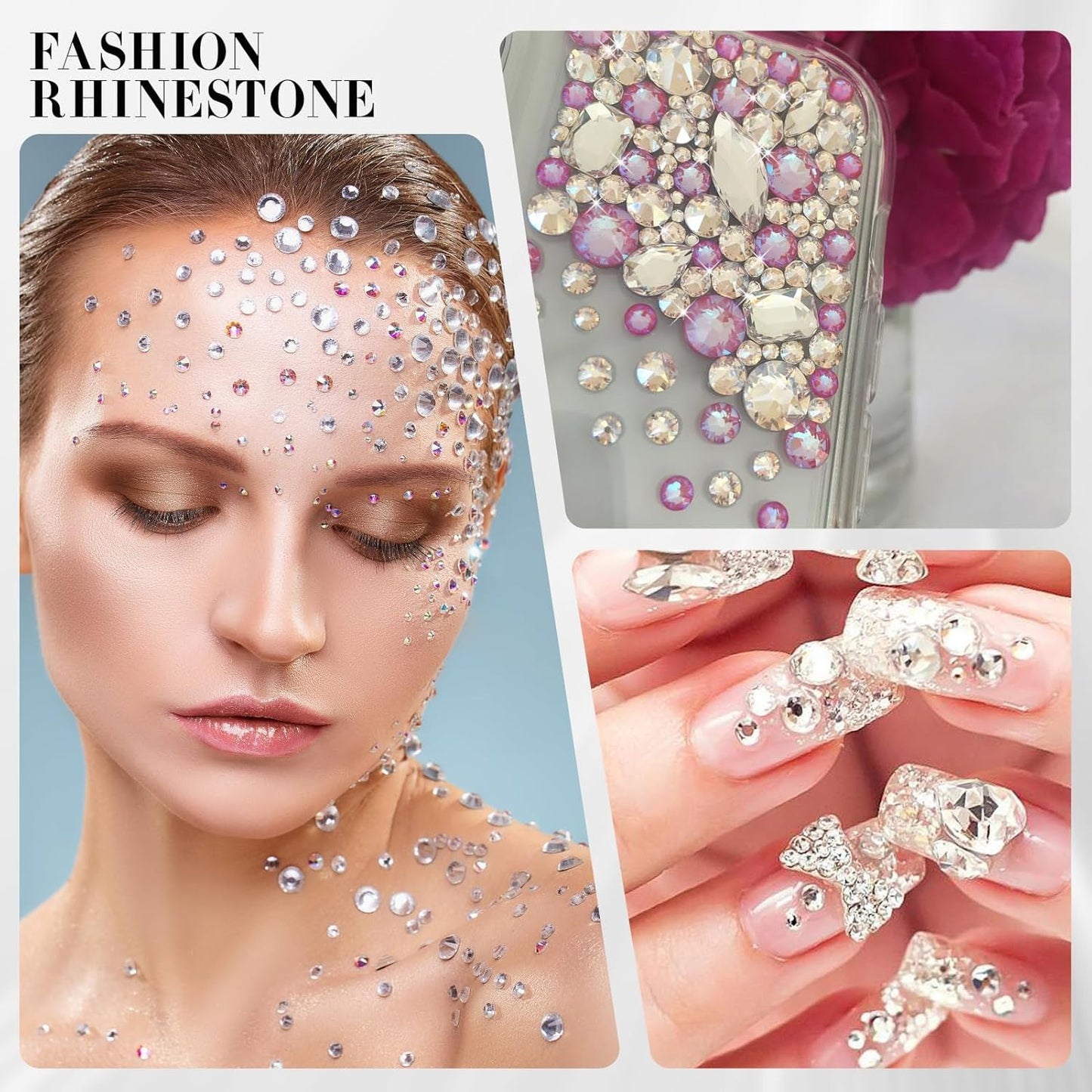 Novani 500pcs Clear Rhinestones Flat Back Round Rhinestone Style 2088 Sparkly Crystal Gemstones for Nail Art and Crafting,SS12(3.0-3.2mm