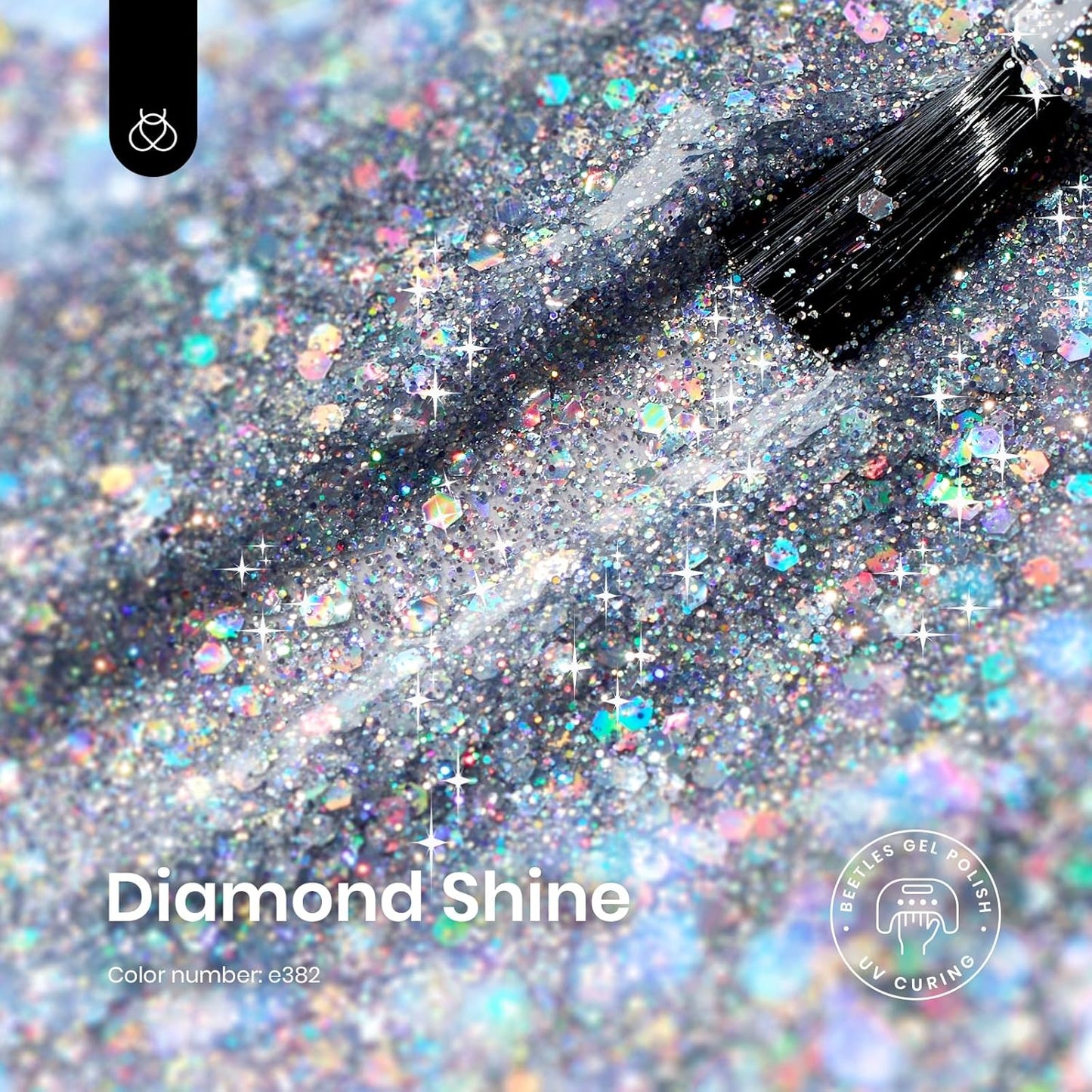 Beetles Glitter Gel Nail Polish, 15ml Silver Chrome Gel Polish, Diamond Shine Nail Polish, Soak Off U V LED Nail Lamp Long Lasting Highly Shine Nail Art Gifts for Women