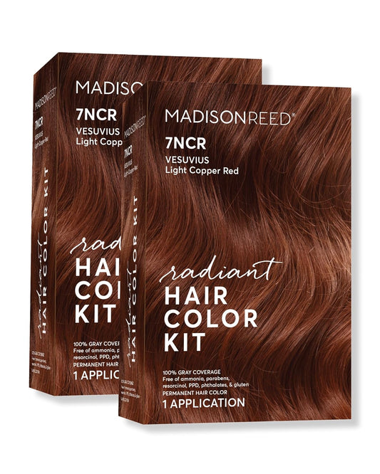 Madison Reed Radiant Hair Color Kit | 7NCR Light Copper Red (Vesuvius Red) for 100% Gray Hair Coverage | Dimensional Salon-Quality Permanent Hair Dye | PPD-Free & Ammonia-Free | 2 Pack
