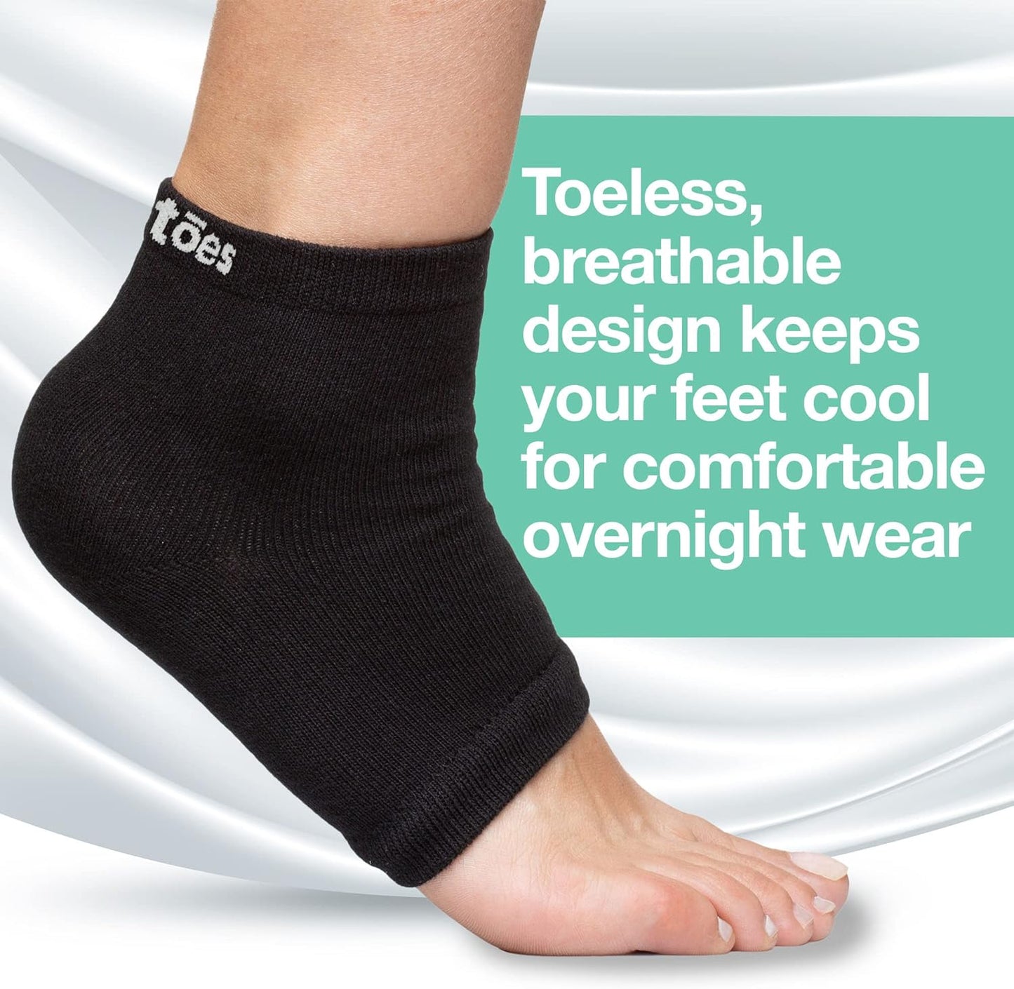 ZenToes Moisturizing Socks for Cracked Heel Treatment - Vitamin E, Olive Oil and Jojoba Oil Infused Heel Socks to Soften and Hydrate (Cotton Black, Regular)