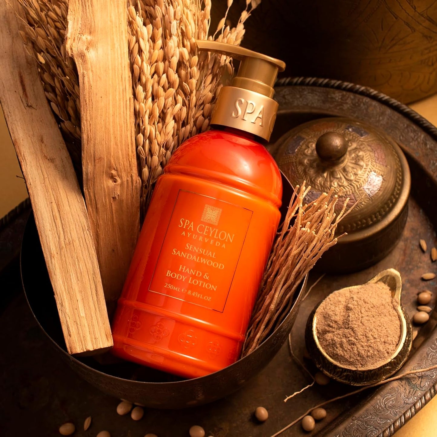 SPA CEYLON Sensual Sandalwood Hand and Body Lotion | Deep Hydrating Body Moisturizer with Coconut | Almond & Rice Bran | Cooling & Invigorating | Suitable for All Skin Types