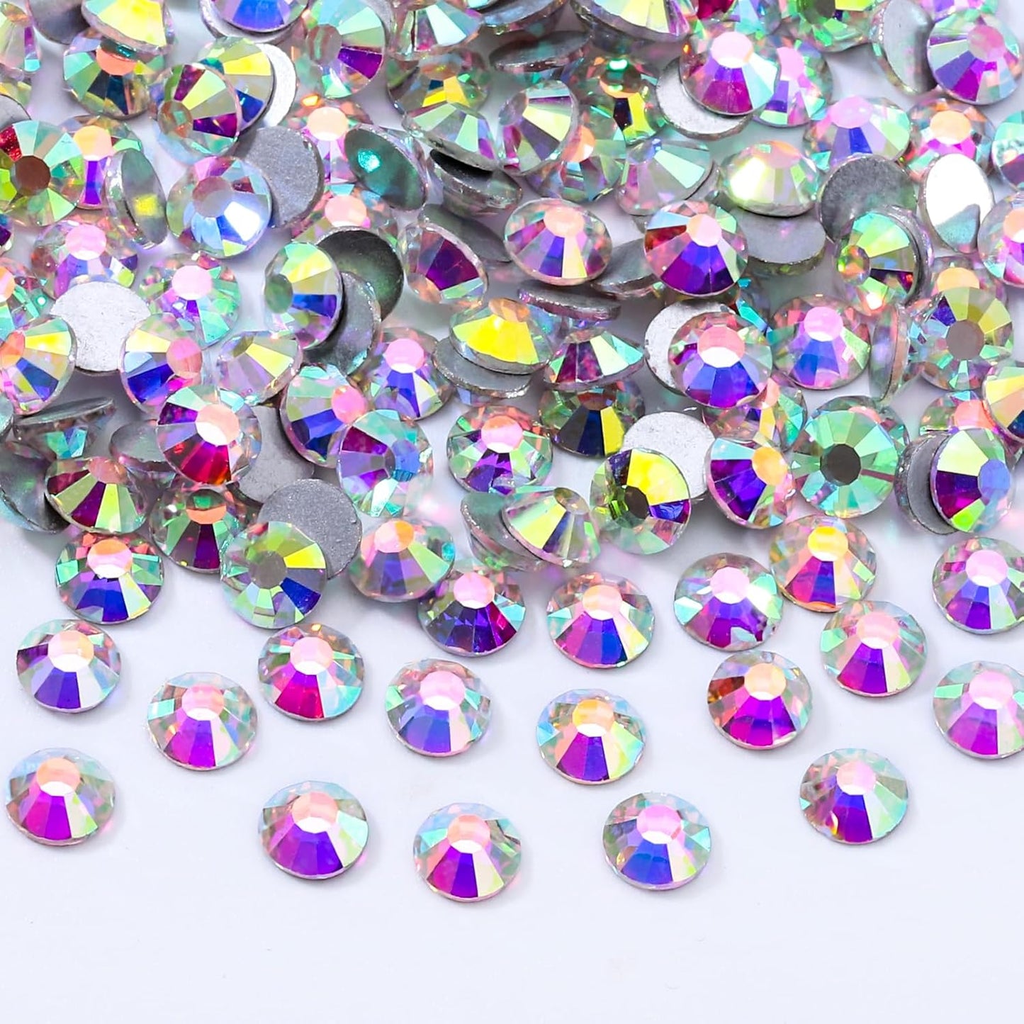 Crystal AB Flatback Rhinestones, Glass Rhinestones for Nail Art and Craft, Glue Fix, Loose Crystal Gemstones(Crystal AB, SS20, 2880pcs, 4.6-4.8mm)