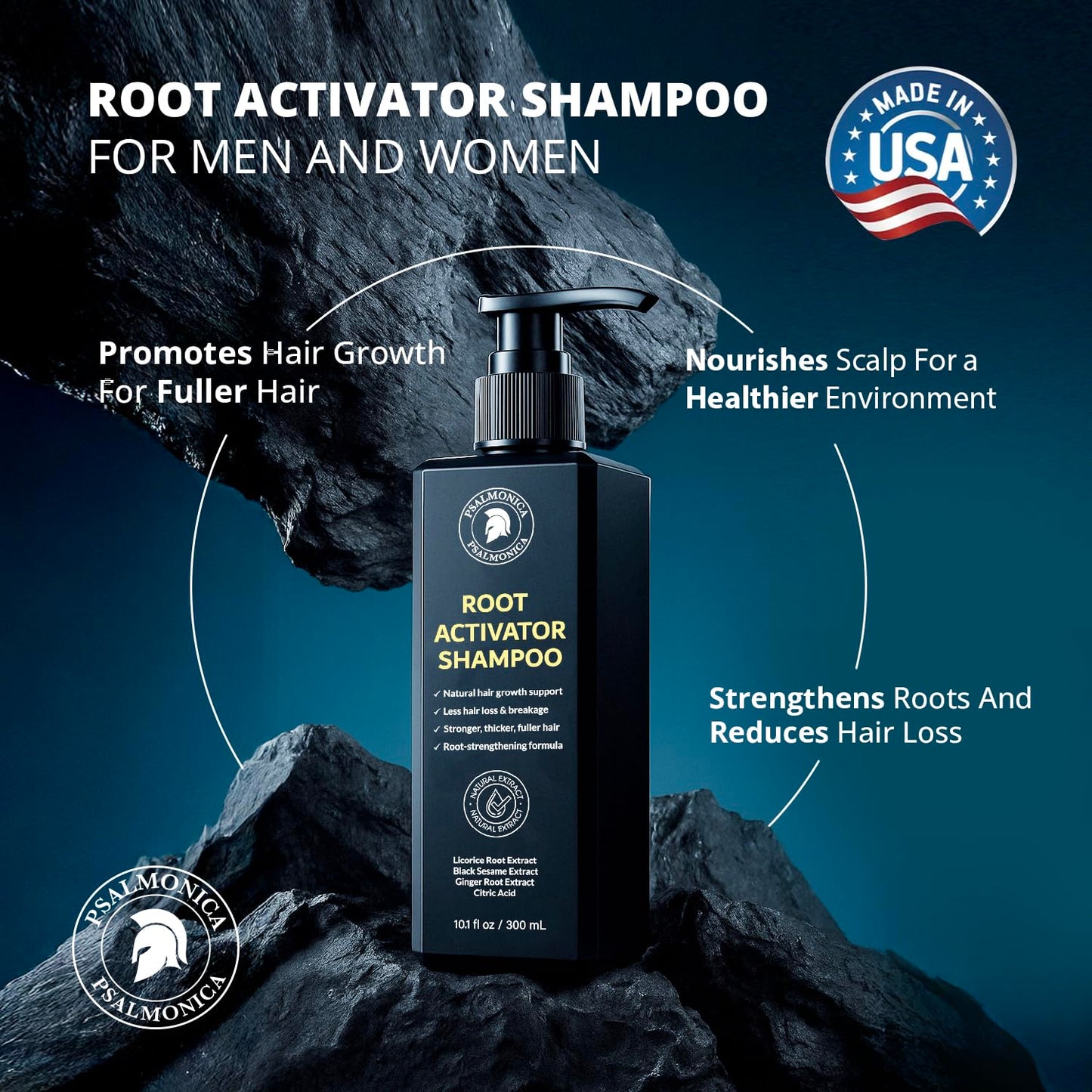 Root Activator Shampoo for Men: Made In USA Hair Growth Shampoo for Hair Loss and Thinning Hair - Hair Loss RegrowthTreatments for Women Men (10.1 Fl Oz (Pack of 1))