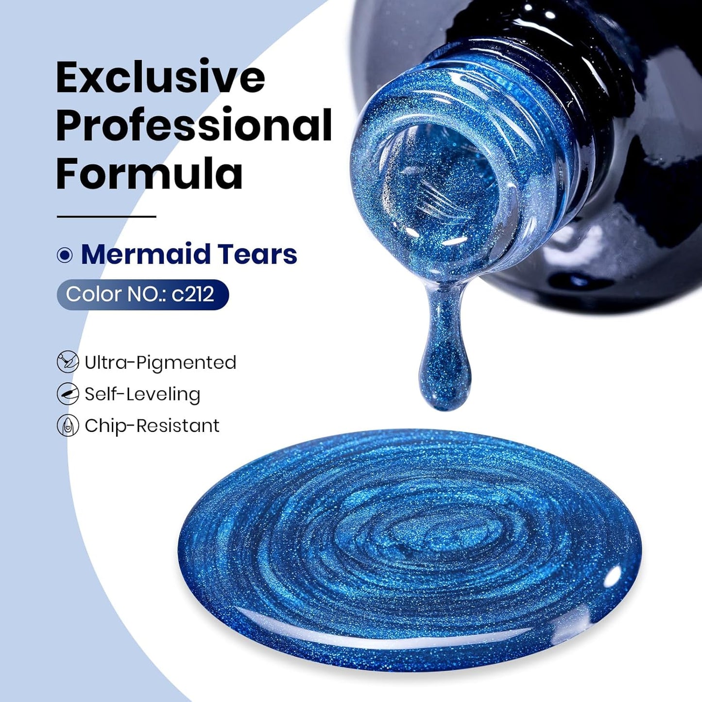 Beetles Chameleon Cat Eye Gel Polish - 15ML Blue Cat Eye Glitter Gel Polish 9D Magnetic Soak Off UV Shimmer Velvet Gel Mermaid Tears Series Nail Art DIY Manicure Gifts for Women