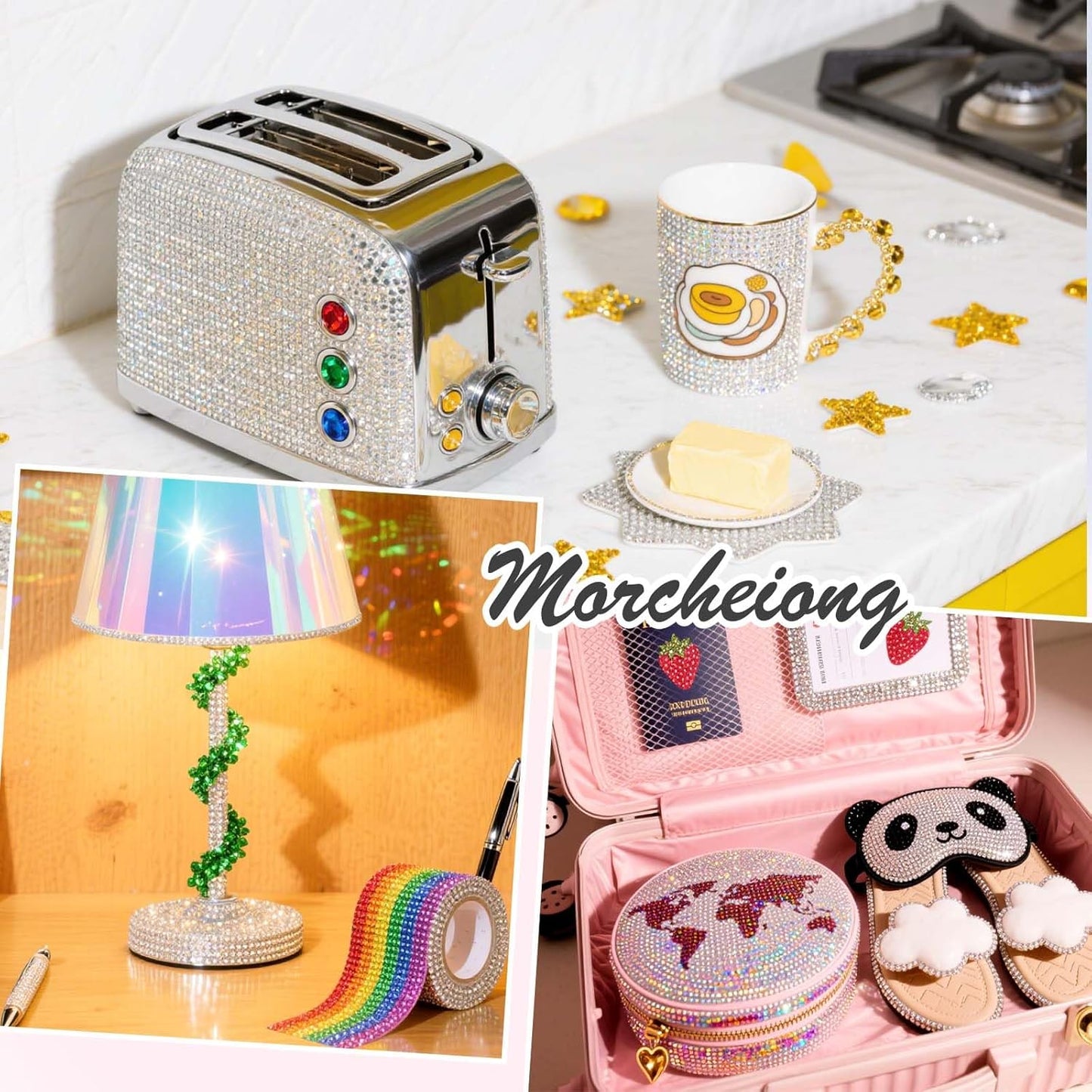 Morcheiong 17000Pcs Resin Rhinestones Colorful Flatback Crystals Diamond Includes Tweezers and Pickup Pen Suitable for Crafting DIY Nail Art Makeup Wedding Dress Clothing Mug