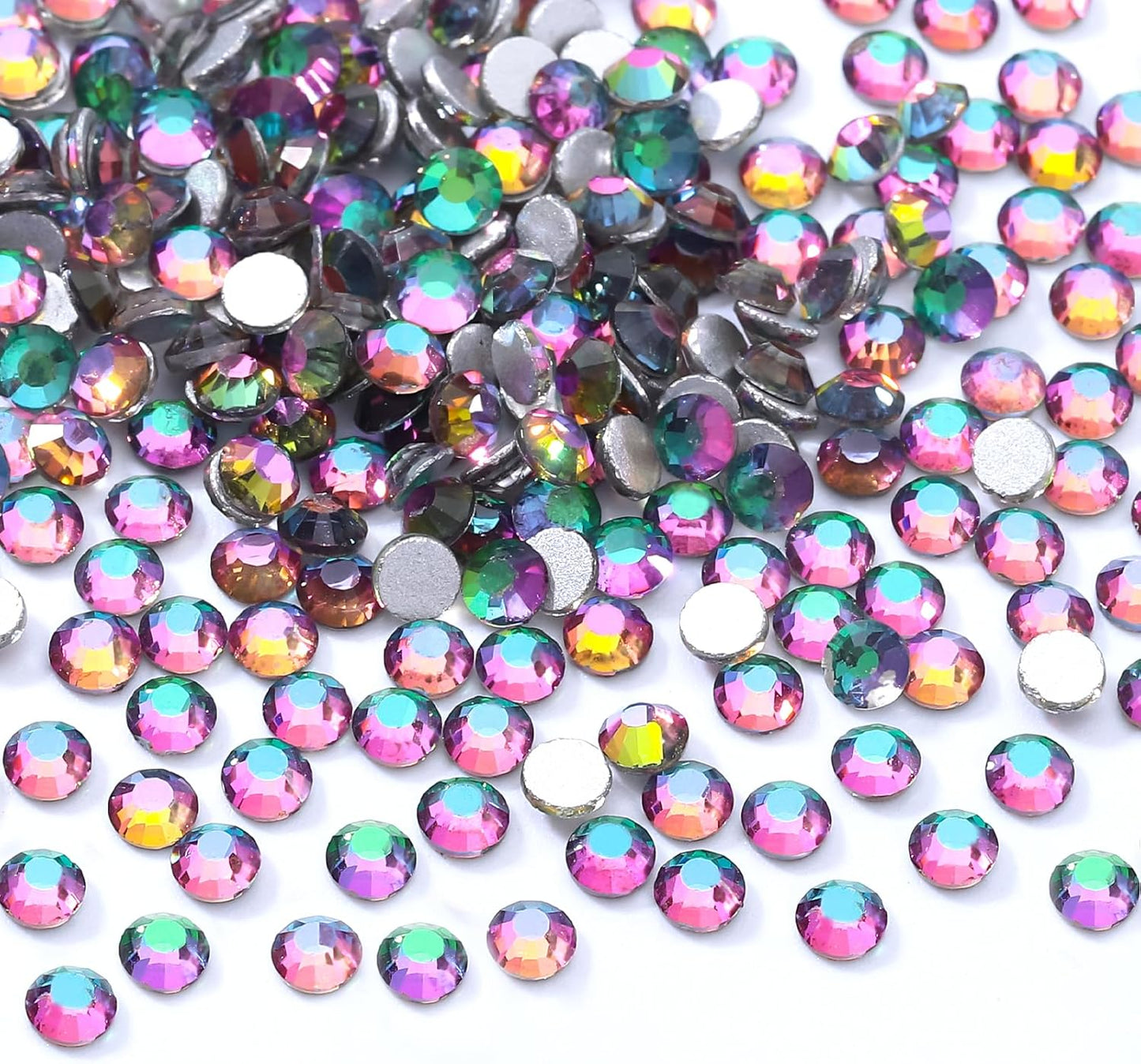 Green Volcano Flatback Rhinestones, Glass Rhinestones for Nail Art and Craft, Glue Fix, Loose Crystal Gemstones(Green Volcano, SS4, 1440pcs, 1.5-1.7mm)
