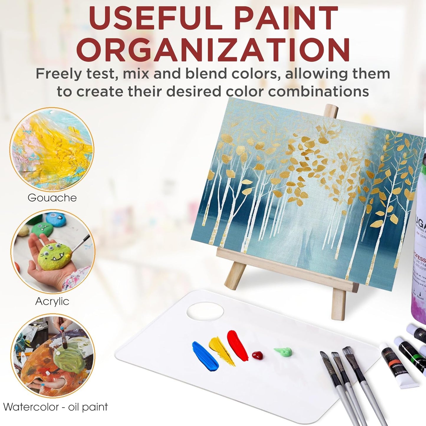 Acrylic Rectangle-Shaped Palette 2pcs 11.8 x 7.9 inches Transparent - Crystal Clear Blend Paint Non-Stick Acrylic Watercolor Oil Paint Mixing Tray - Comfortable to Hold & Easy to Clean for DIY Artist