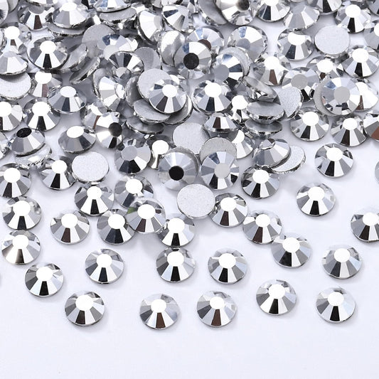Silver Flatback Rhinestones, Glass Rhinestones for Nail Art and Craft, Glue Fix, Loose Crystal Gemstones(Silver, SS12, 2880pcs, 2.9-3.0mm)