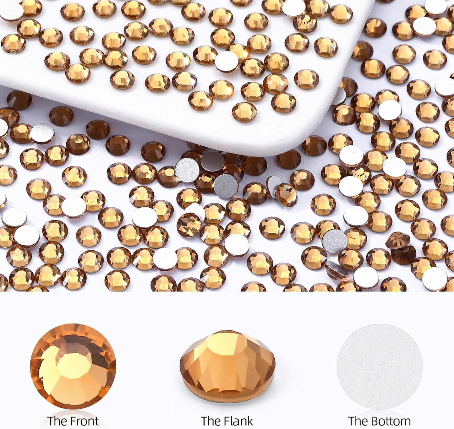 Topaz Flatback Rhinestones, Glass Rhinestones for Nail Art and Craft, Glue Fix, Loose Crystal Gemstones(Topaz, SS30, 288pcs, 6.4-6.6mm)