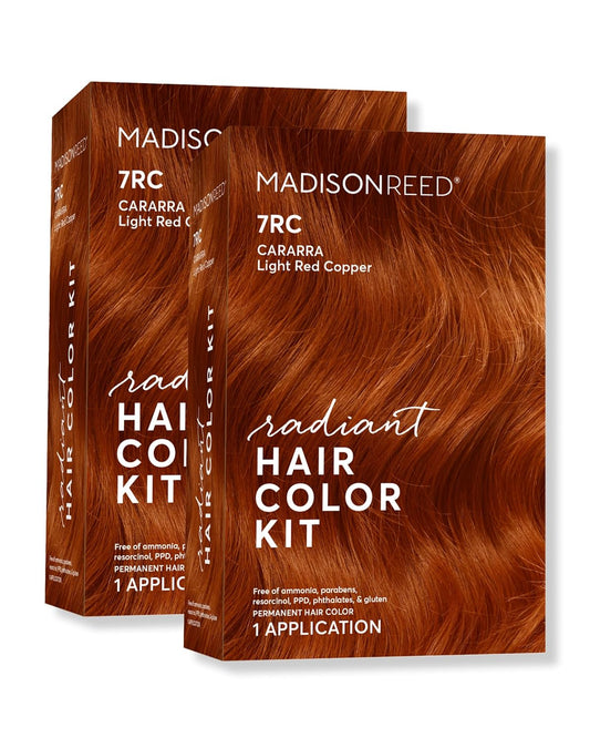 Madison Reed Radiant Hair Color Kit | 7RC Light Ginger Red with Vivid Copper Tones (Carrara Crimson) Vivid Color-Enhancing Formula | Salon-Quality Permanent Hair Dye | PPD-Free & Ammonia-Free |2 Pack