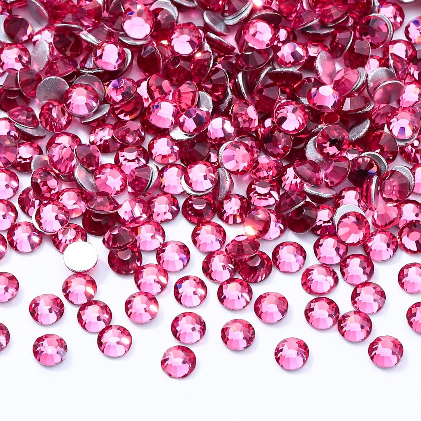 Rose Flatback Rhinestones, Glass Rhinestones for Nail Art and Craft, Glue Fix, Loose Crystal Gemstones(Rose, SS10, 2880pcs, 2.7-2.8mm)