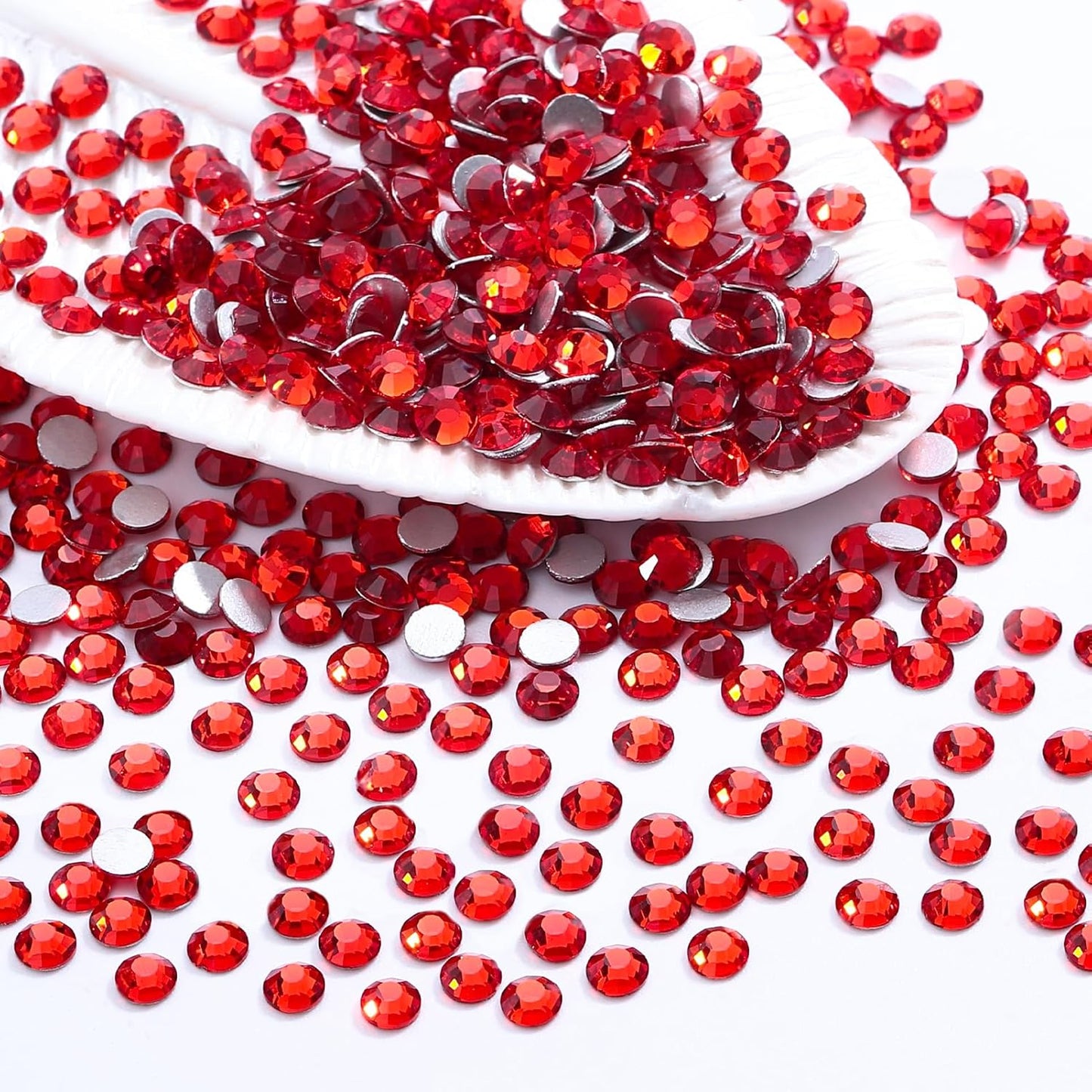 Light Siam Flatback Rhinestones, Glass Rhinestones for Nail Art and Craft, Glue Fix, Loose Crystal Gemstones(Red, SS6, 1440pcs, 1.9-2.0mm)