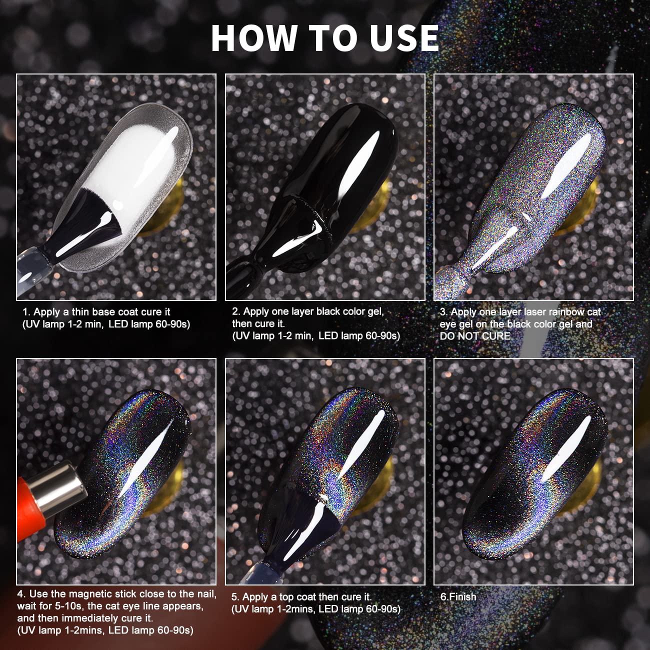 RARJSM Cat Eye Gel Nail Polish, Galaxy Chameleon Magnetic Gelpolish Rose Gold Holographic Glitter Gel Soak Off U V L E D DIY Manicure Art for Salon Designs and Home DIY 7.5ML/0.26fl oz