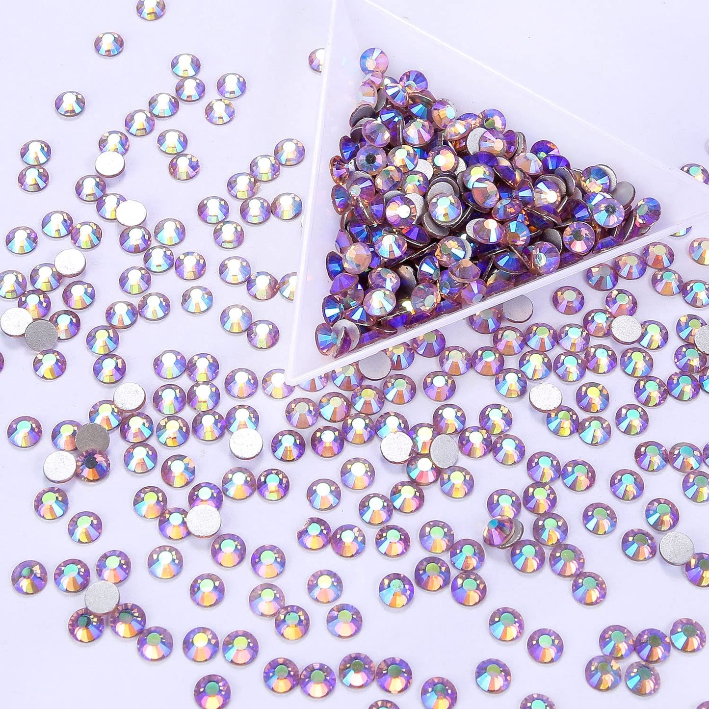 1440Pcs Light-Purple Ab Crystal Rhinestones,Glass Flatback Rhinestones Gemstones Small for Nail Face Makeup Art Crafts Clothes Decoration-(SS10,2.8mm,Light-Purple Ab)