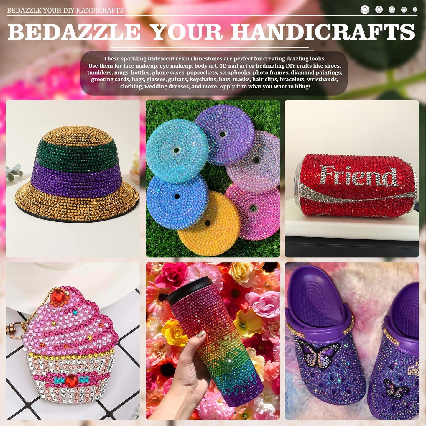 7000PCS Resin Rhinestones with Tweezers for Crafting, 2/3/4/5/6mm Flatback Jelly Rhinestones, 4 Box Transparent AB Non Hotfix Crystal Gems for DIY Crafts Mugs Tumblers Clothes Makeup Nail