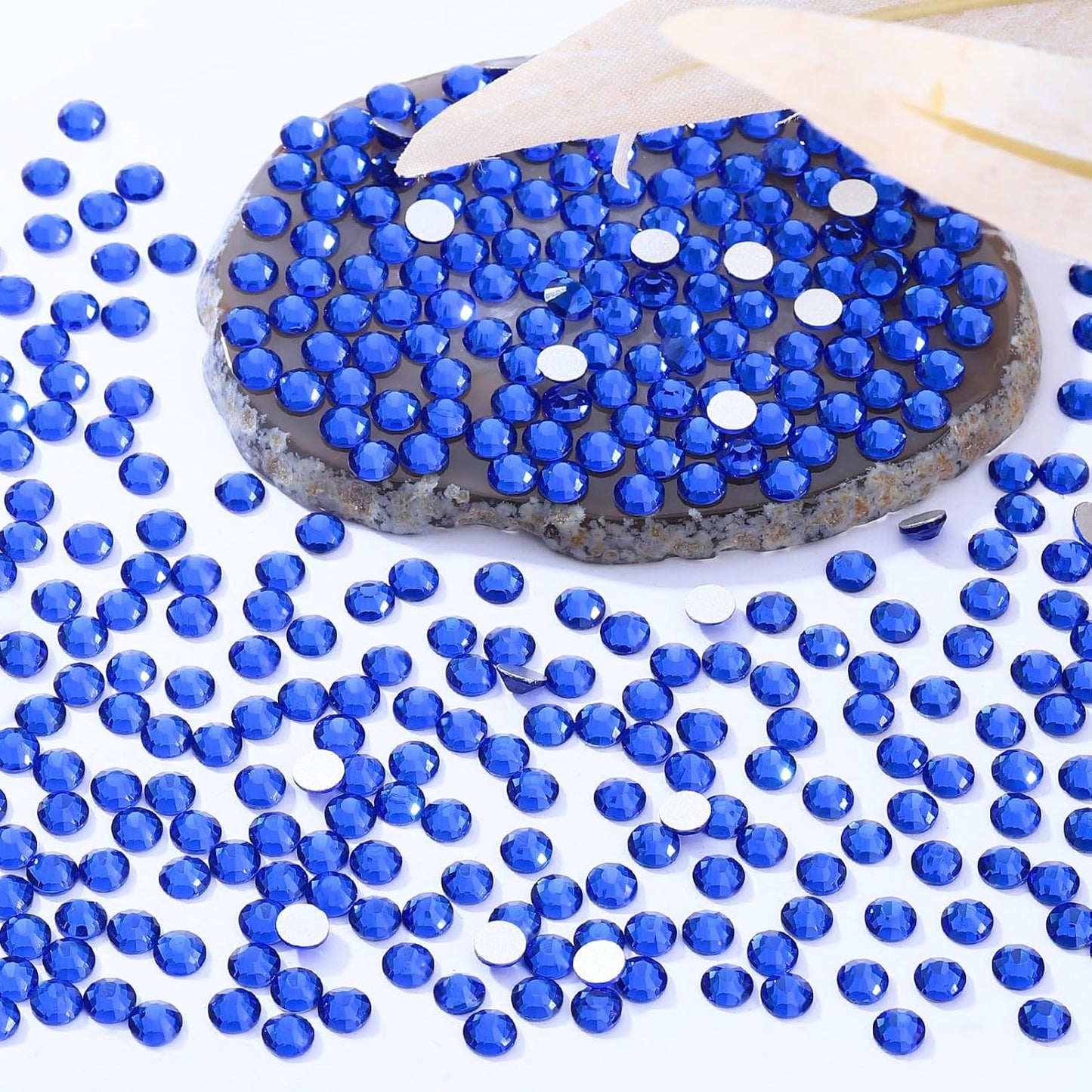 Sapphire Flatback Rhinestones, Glass Rhinestones for Nail Art and Craft, Glue Fix, Loose Crystal Gemstones(Blue, SS20, 2880pcs, 4.6-4.8mm)
