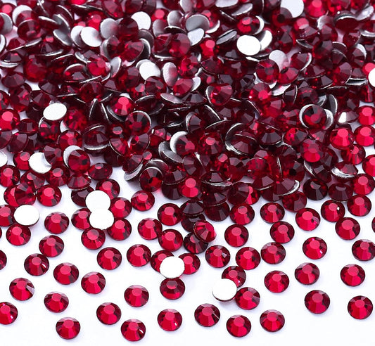 Siam Flatback Rhinestones, Glass Rhinestones for Nail Art and Craft, Glue Fix, Loose Crystal Gemstones(Siam, SS10, 2880pcs, 2.7-2.8mm)