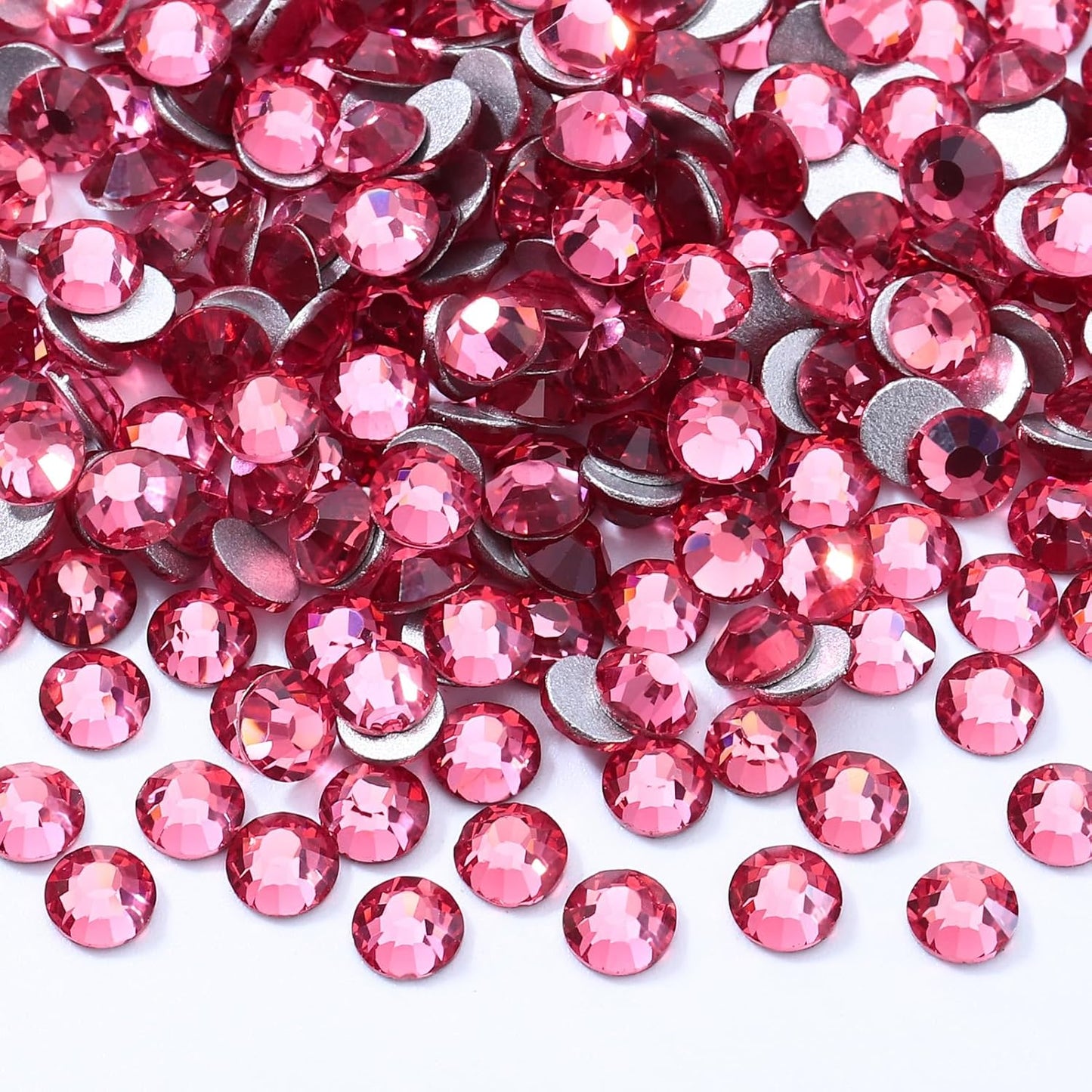 Rose Flatback Rhinestones, Glass Rhinestones for Nail Art and Craft, Glue Fix, Loose Crystal Gemstones(Rose, SS30, 576pcs, 6.4-6.6mm)
