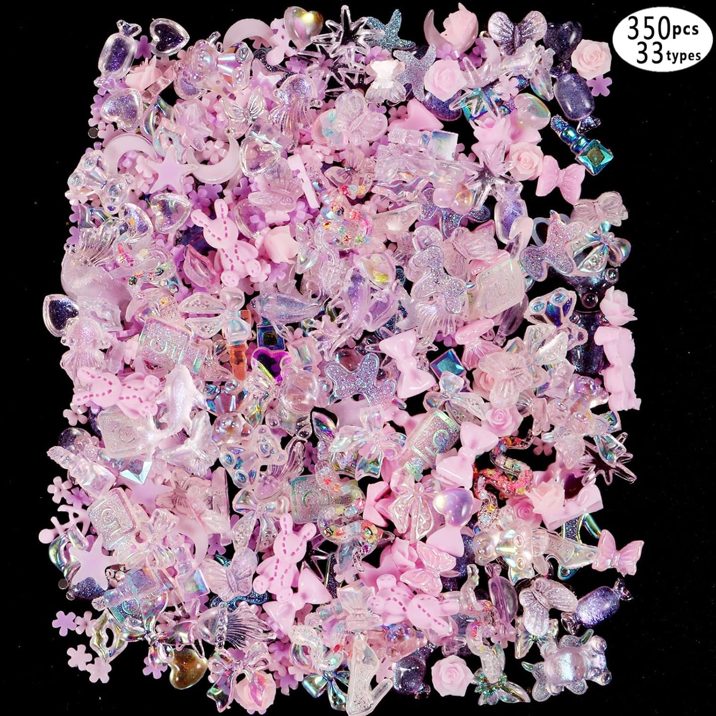 250pc 3D Nail Charms Set - Diverse Shapes & Colors for Acrylic Nails & DIY Crafts (#4)