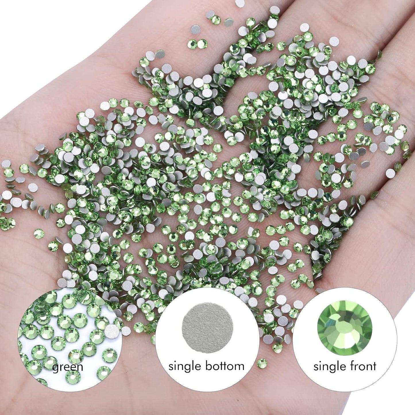 1440Pcs Light Green Crystal Rhinestones,Glass Flatback Rhinestones Gemstones Small for Nail Face Makeup Art Crafts Clothes Decoration - (SS4,1.6mm,Light Green)