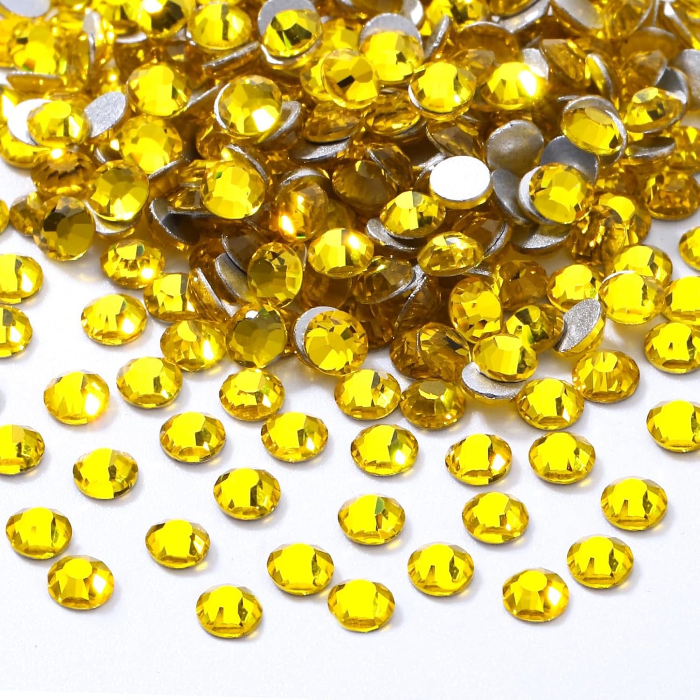 Yellow Flatback Rhinestones, Glass Rhinestones for Nail Art and Craft, Glue Fix, Loose Crystal Gemstones(Yellow, SS8, 2880pcs, 2.3-2.5mm)