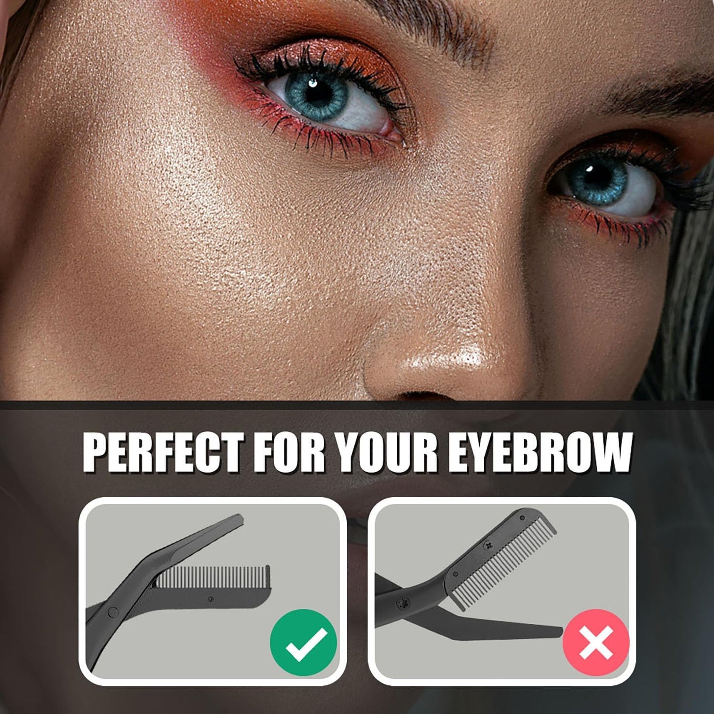 Eyebrow Scissors with Comb, Facial Grooming Scissors Kit, Professional Precision Eyebrow Trimmer,Perfect For Gifts for Men and Women (Black)