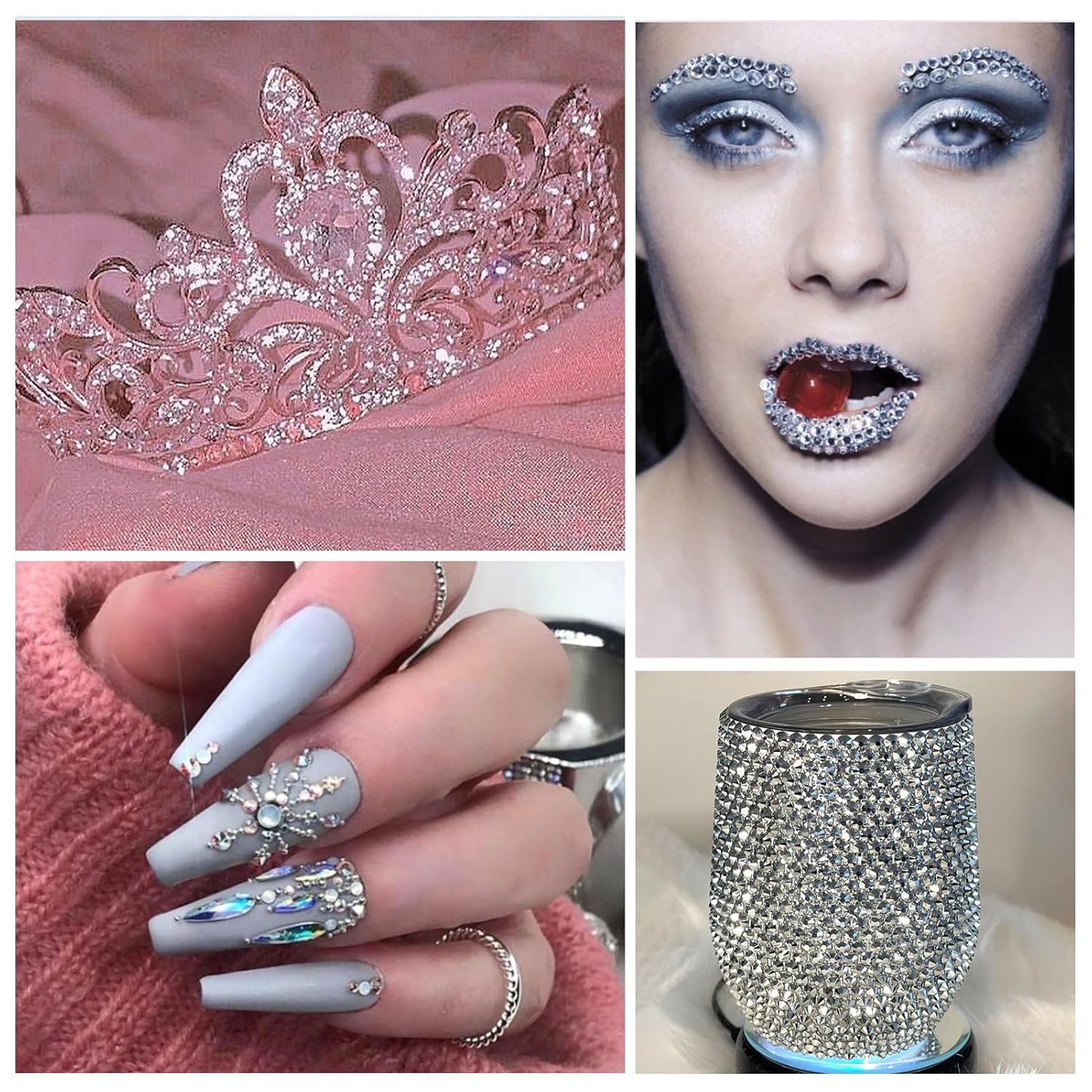 3000Pcs White Crystal Rhinestones,Glass Flatback Rhinestones Mini Gemstones for Nail Face Makeup Art Crafts Clothes Decoration -(SS8,2.4mm,White)