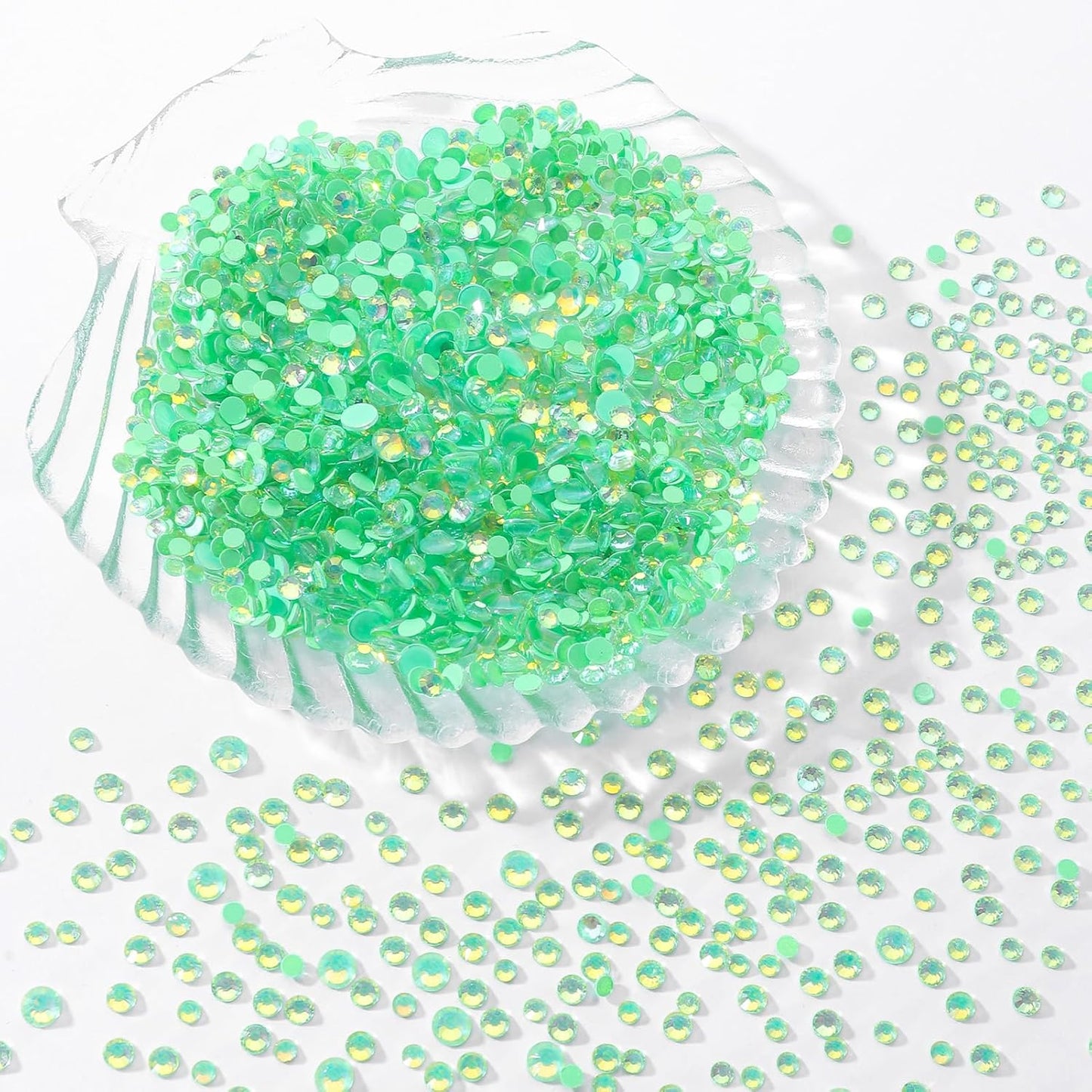 F Green Flatback Rhinestones, Glass Rhinestones for Nail Art and Craft, Glue Fix, Loose Crystal Gemstones(F Green, SS8, 1440pcs, 2.3-2.5mm)