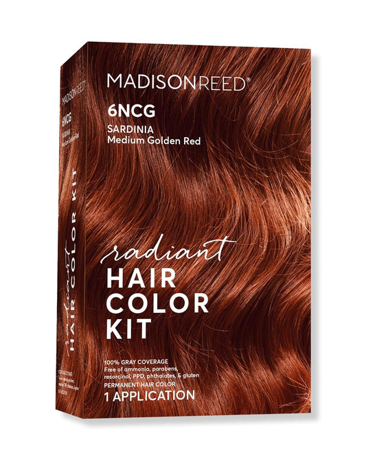 Madison Reed Radiant Hair Color Kit | 6NCG Medium Golden Red with Copper Tones (Sardinia Red) for 100% Gray Hair Coverage | Dimensional Permanent Hair Dye | PPD-Free & Ammonia-Free | 1 Pack
