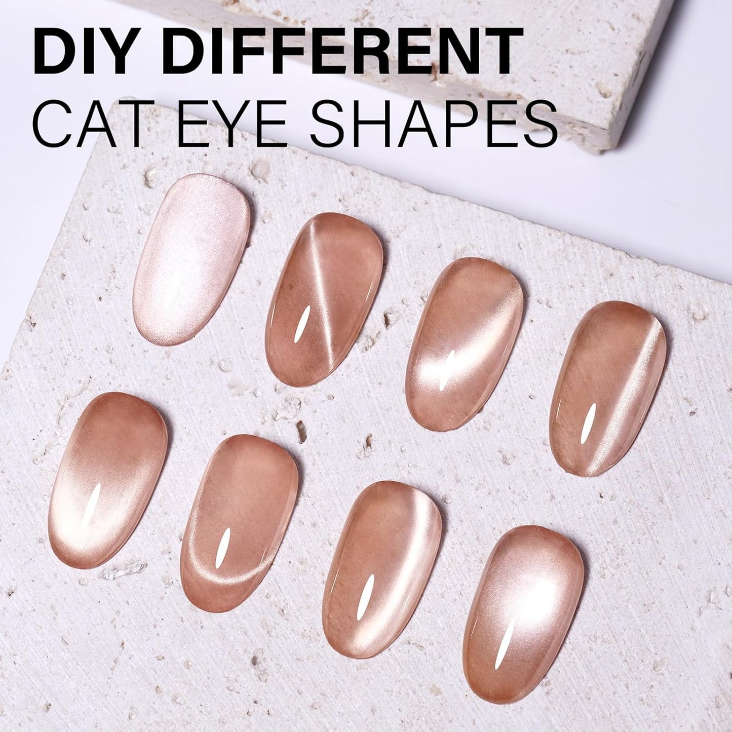 AILLSA Glass Cat Eye Gel Nail Polish, 15ml Nude Glitter Jelly Sheer Gel Polish, Translucent Magnetic Shimmer Sparkle Nail Art U V Salon 0.5 OZ GF34