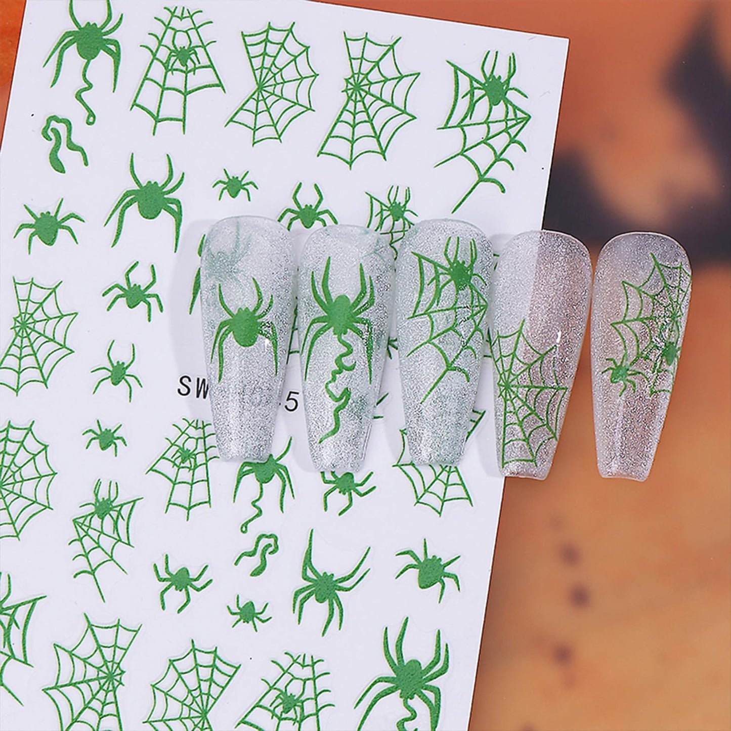 Halloween Nail Stickers for Nail Art Noctilucent Cute Ghost Skeleton Spider Web 3D Self-Adhesive Nail Decals Nail Art Supplies Nails Design Manicure Stickers for Nails DIY Decoration 4 Sheets