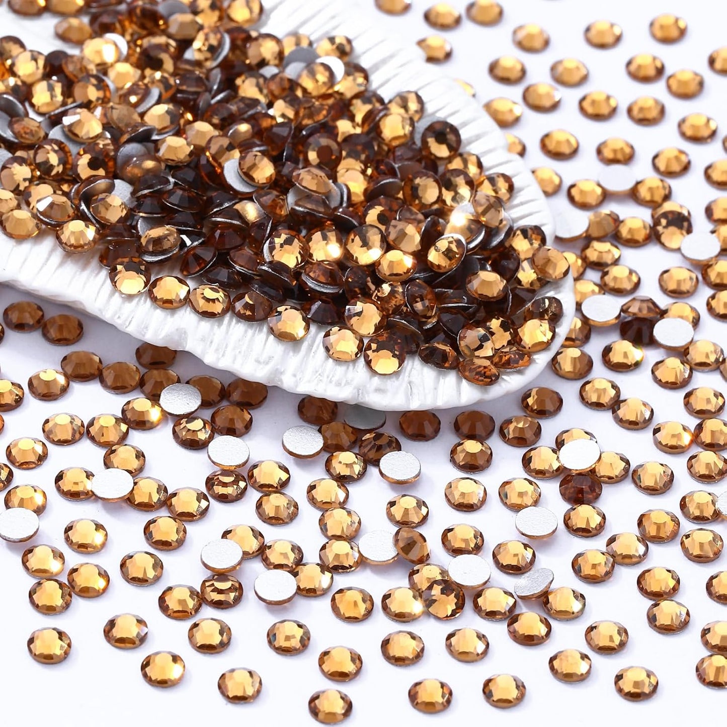 Topaz Flatback Rhinestones, Glass Rhinestones for Nail Art and Craft, Glue Fix, Loose Crystal Gemstones(Topaz, SS8, 1440pcs, 2.3-2.5mm)