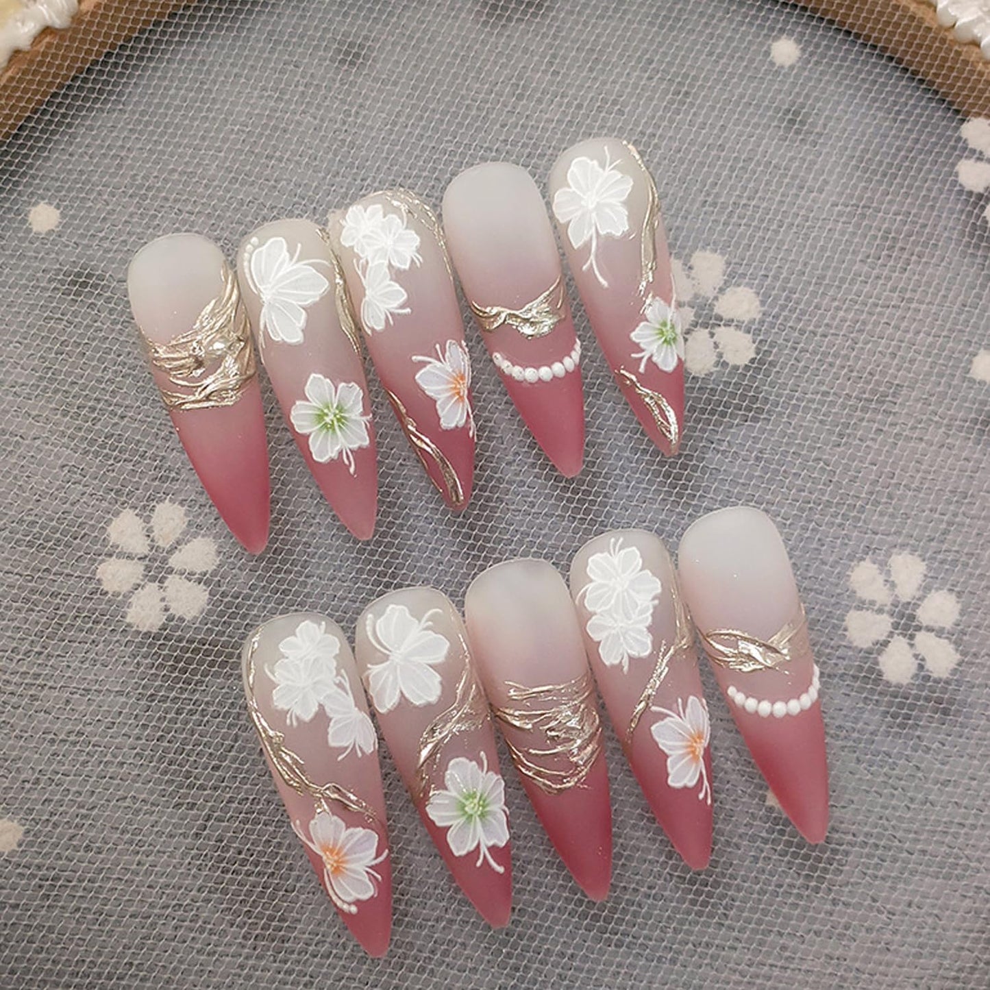 5D Embossed Flower Nail Stickers for Nail Art Floral Nail Art Stickers Self-Adhesive Nail Decals for Women Nail Supplies Design Sticker(1, Flower)