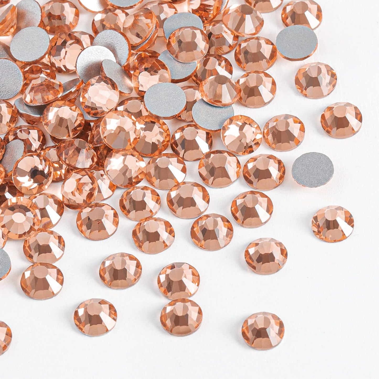 Beadsland 288pcs Flat Back Crystal Rhinestones Round Gems for Nail Art and Craft Glue Fix,Champagne,SS34,7.1-7.3mm