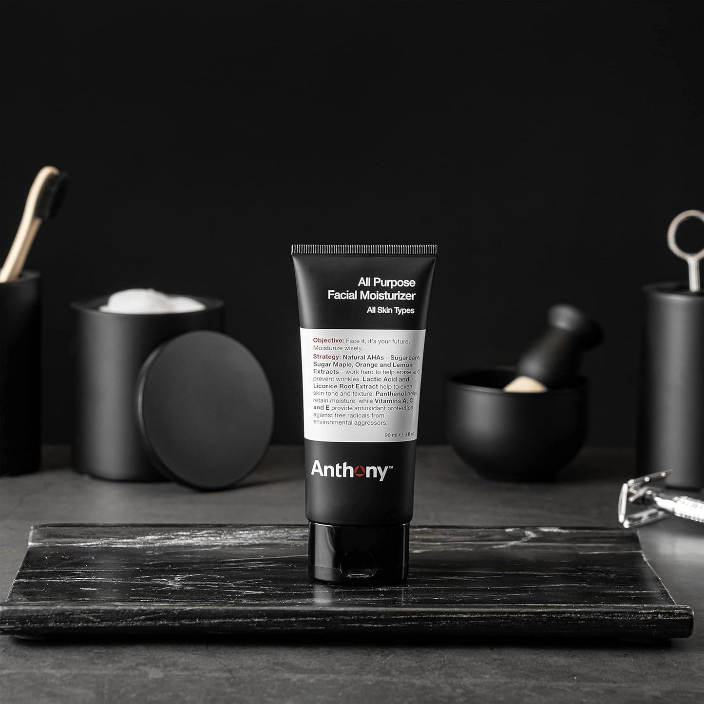 Anthony All-Purpose Facial Moisturizer – Men’s Hydrating Lotion for Dry Skin – Lightweight, Non-Comedogenic, Anti-Aging Formula – 3 Fl Oz