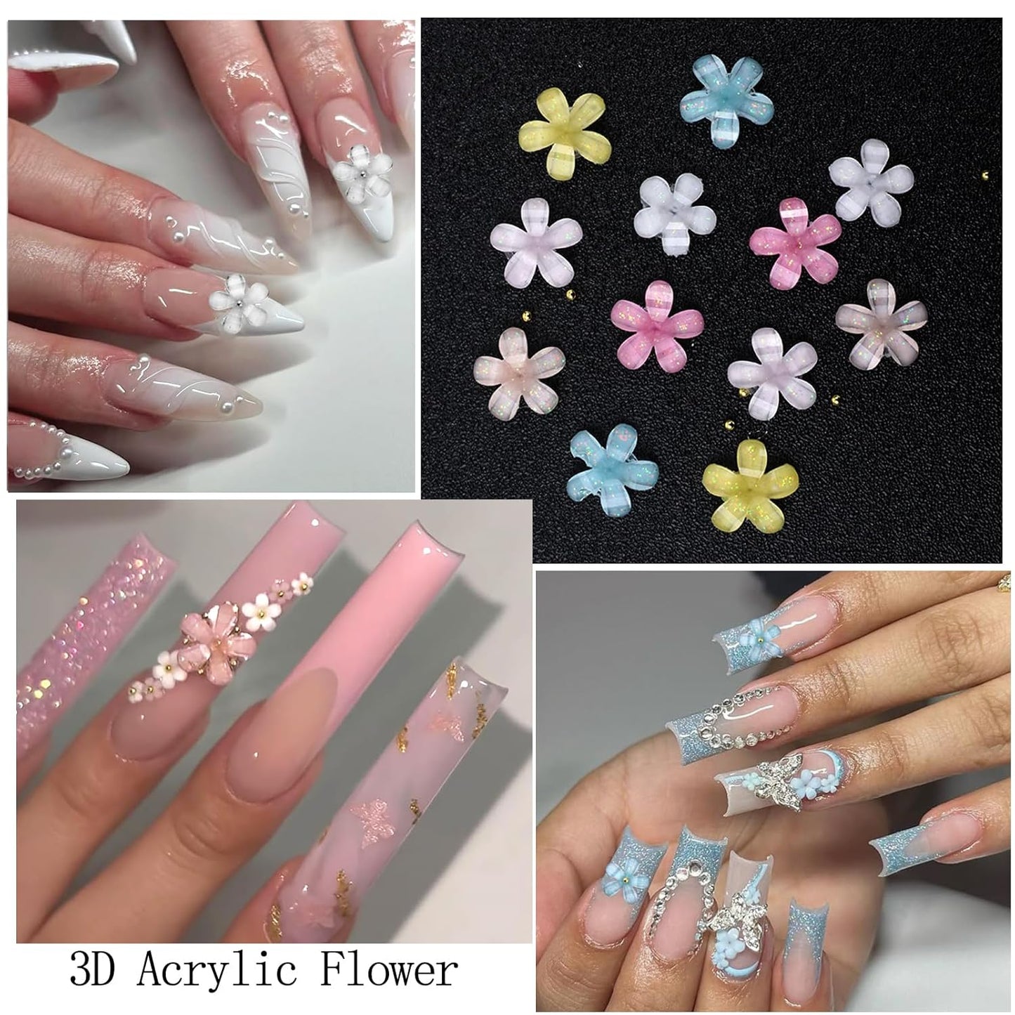 Nail Art Pearls Flatback Rhinestones Flower Nail Charms Gold Silver Beads White Half Round Supplies Luxurious Design Jewelry DIY Crafts Accessories for Women Manicure Decorations