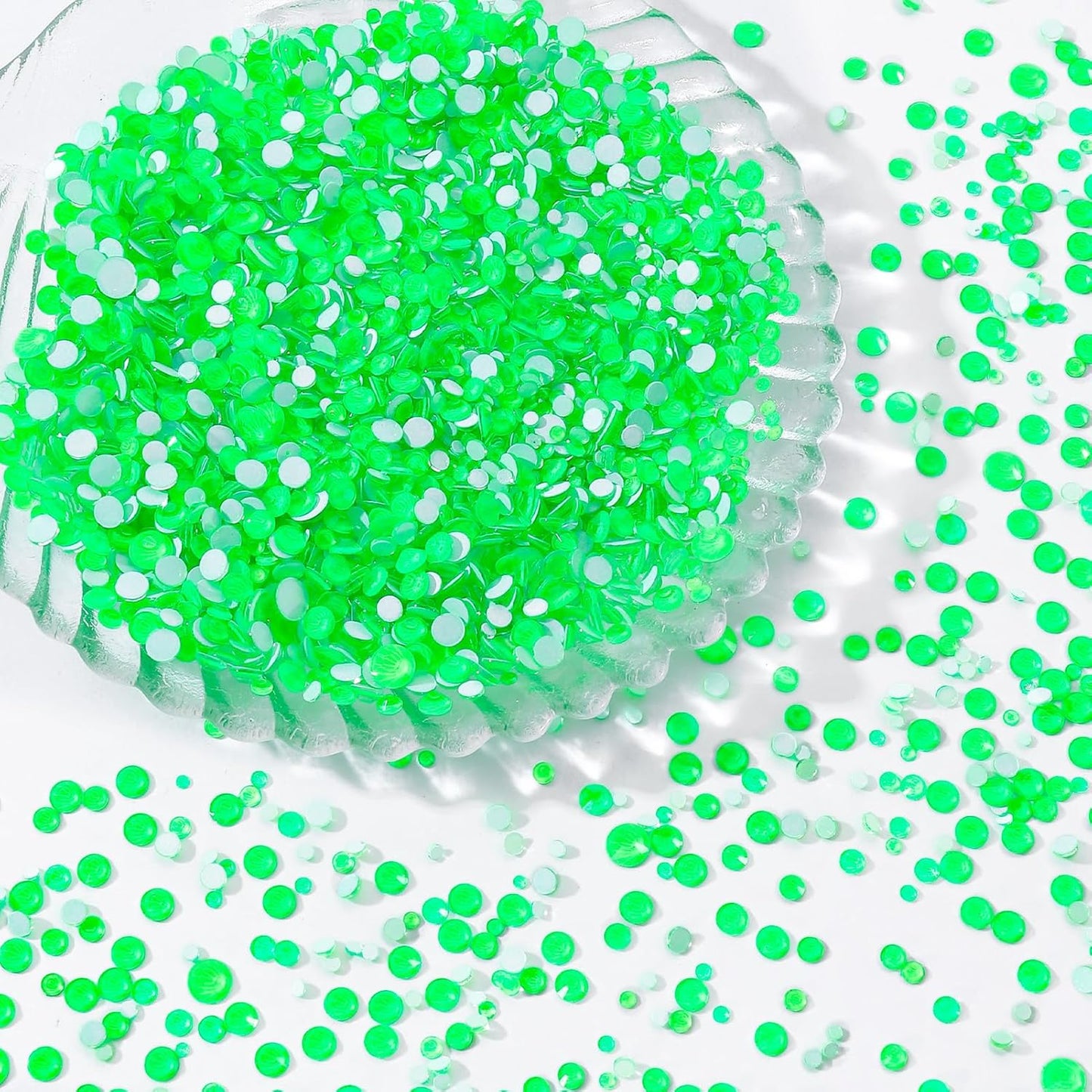 Neon Green Flatback Rhinestones, Glass Rhinestones for Nail Art and Craft, Glue Fix, Loose Crystal Gemstones(Neon Green, SS6, 1440pcs, 1.9-2.0mm)