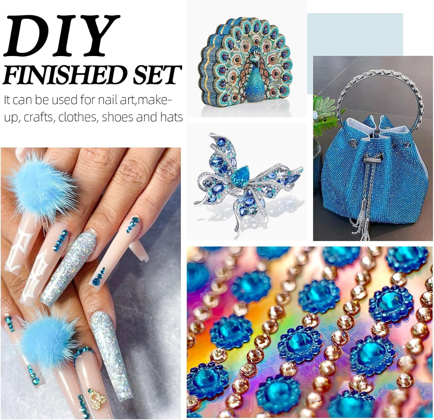 Malachite Blue Flatback Rhinestones, Glass Rhinestones for Nail Art and Craft, Glue Fix, Loose Crystal Gemstones(Malachite Blue, SS10, 2880pcs, 2.7-2.8mm)