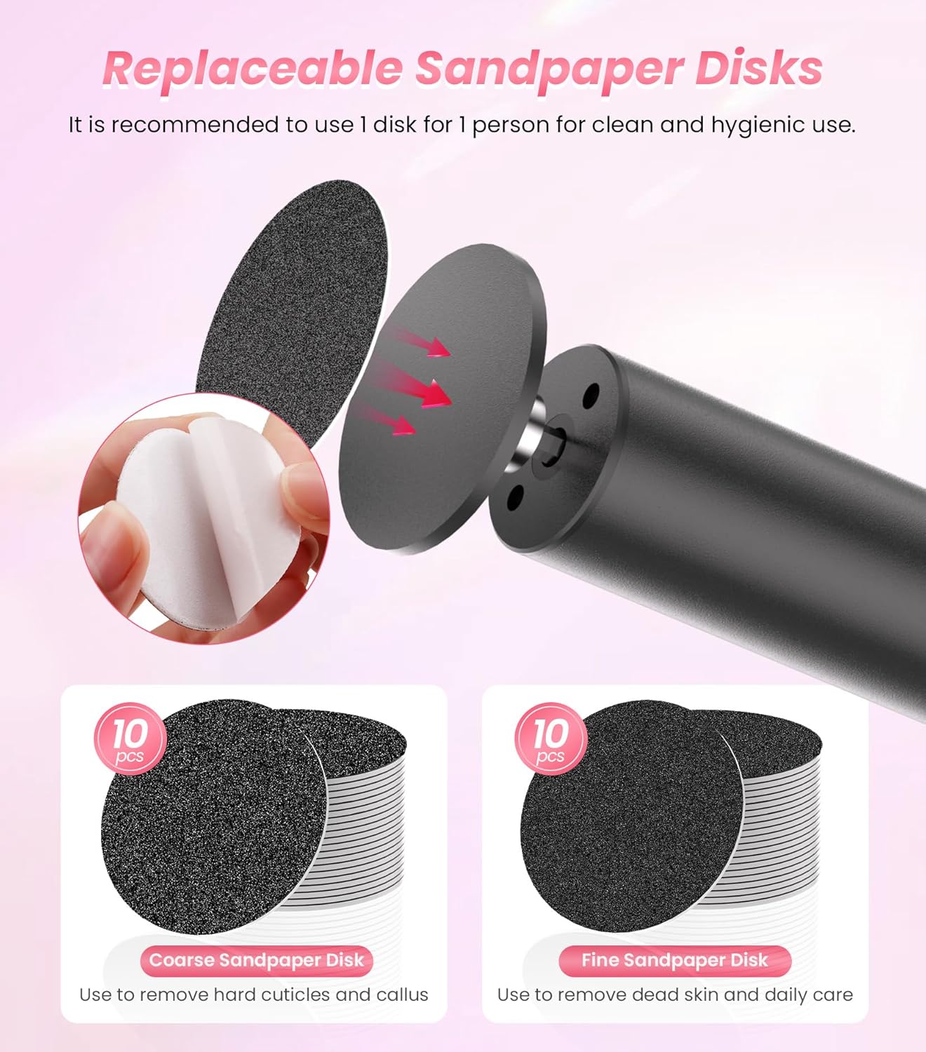 Electric Foot Callus Remover, 6 Speeds 2-in-1 Rechargeable Electric Foot File & Nail Grinder, Callus Remover for Feet Pedicure Tools with Sandpaper Disc for Dead Skin -Black