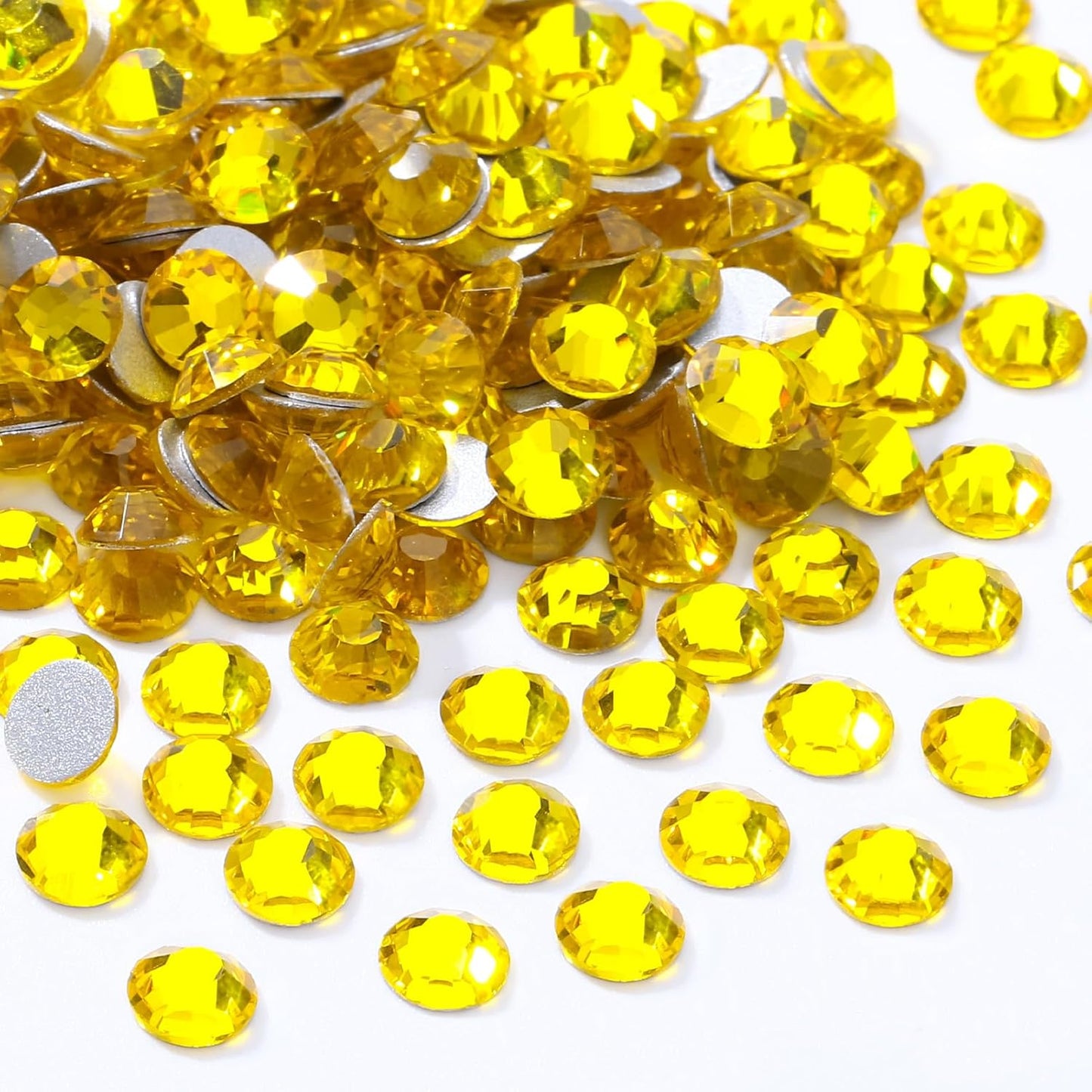 Citrine Flatback Rhinestones, Glass Rhinestones for Nail Art and Craft, Glue Fix, Loose Crystal Gemstones(Yellow, SS12, 1440pcs, 2.9-3.0mm)