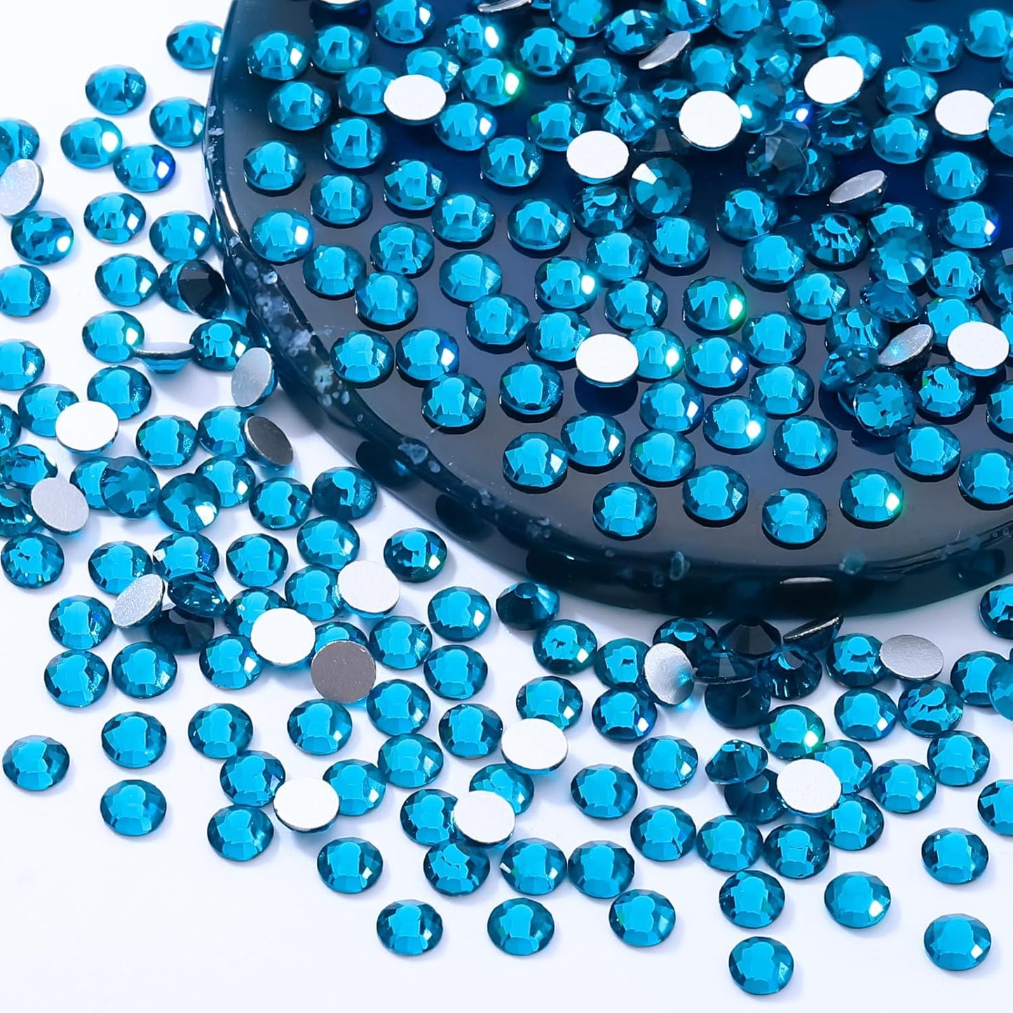 Malachite Blue Flatback Rhinestones, Glass Rhinestones for Nail Art and Craft, Glue Fix, Loose Crystal Gemstones(Malachite Blue, SS20, 1440pcs, 4.6-4.8mm)