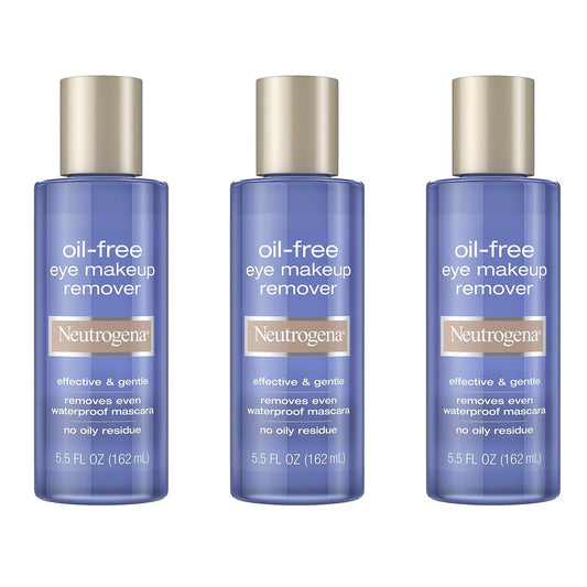 Neutrogena Gentle Oil-Free Eye Makeup Remover & Cleanser for Sensitive Eyes, Non-Greasy Makeup Remover, Removes Waterproof Mascara, Dermatologist & Ophthalmologist Tested, 5.5 fl. oz, 3 Pack
