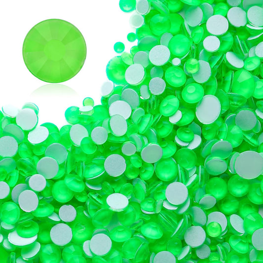 Neon Green Flatback Rhinestones, Glass Rhinestones for Nail Art and Craft, Glue Fix, Loose Crystal Gemstones(Neon Green, SS30, 288pcs, 6.4-6.6mm)