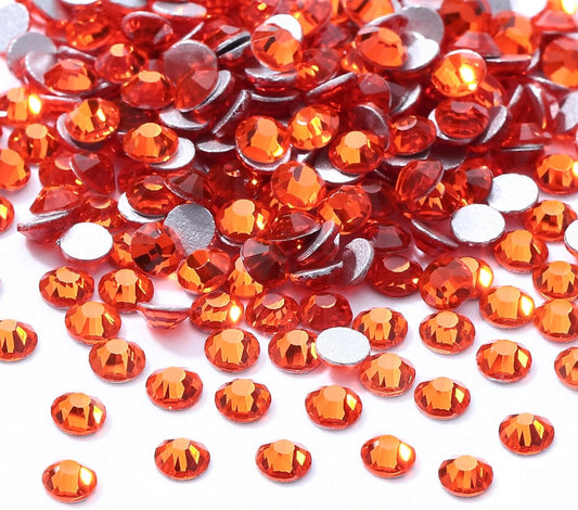 Hyacinth Flatback Rhinestones, Glass Rhinestones for Nail Art and Craft, Glue Fix, Loose Crystal Gemstones(Orange, SS10, 2880pcs, 2.7-2.8mm)